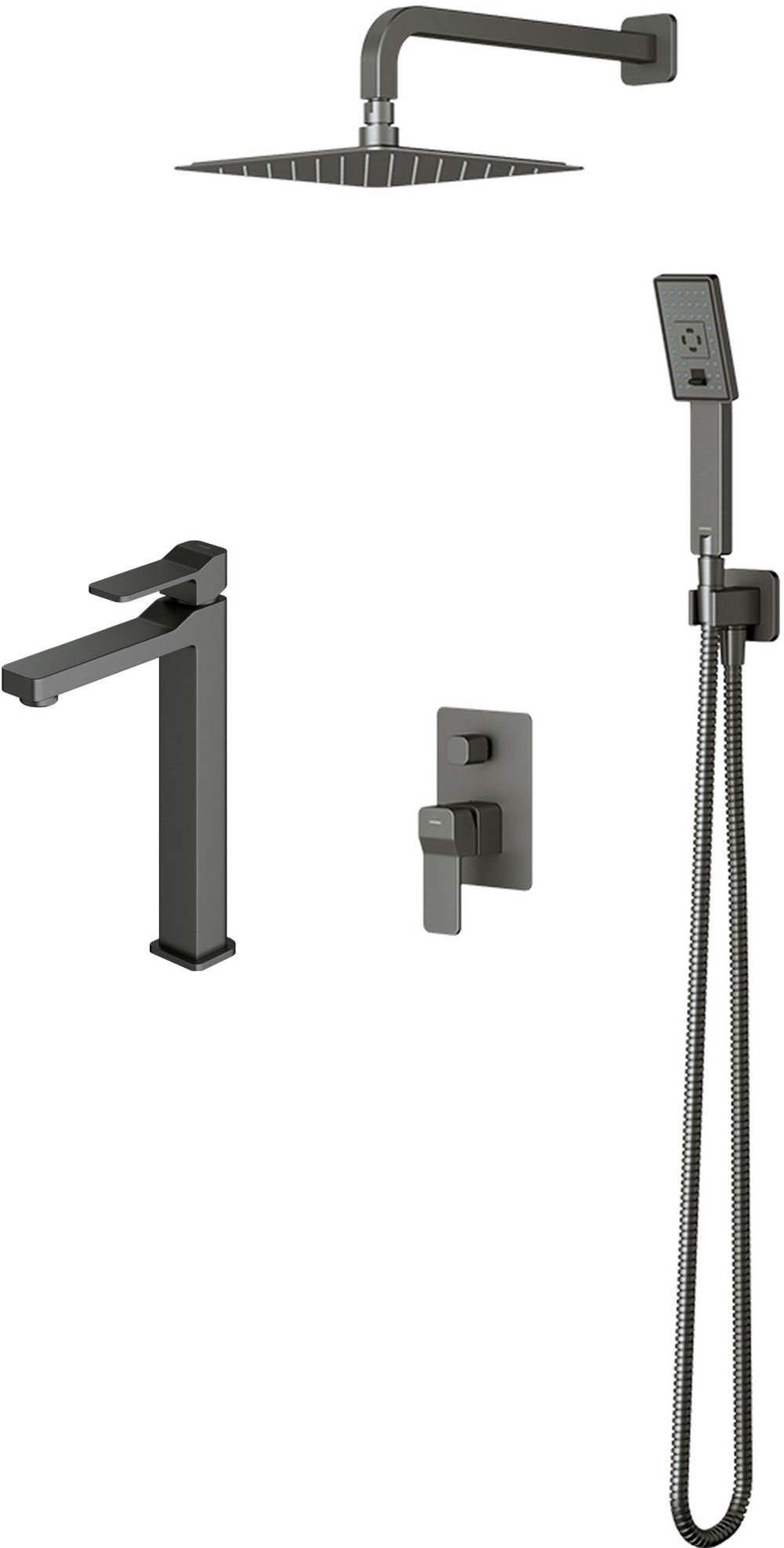 Zestaw Omnires Slide zestaw prysznicowy podtynkowy z deszczownicą i baterią umywalkową wysoką grafit (SL7712GR, SYSSL12GR) - Wysyłka w 24h