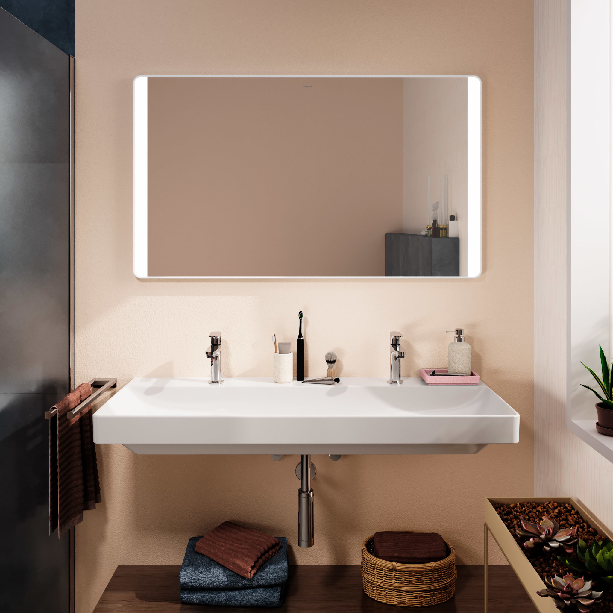 Hansgrohe Xarita Lite Q lustro 120x70 cm prostokątne z oświetleniem biały 54978700