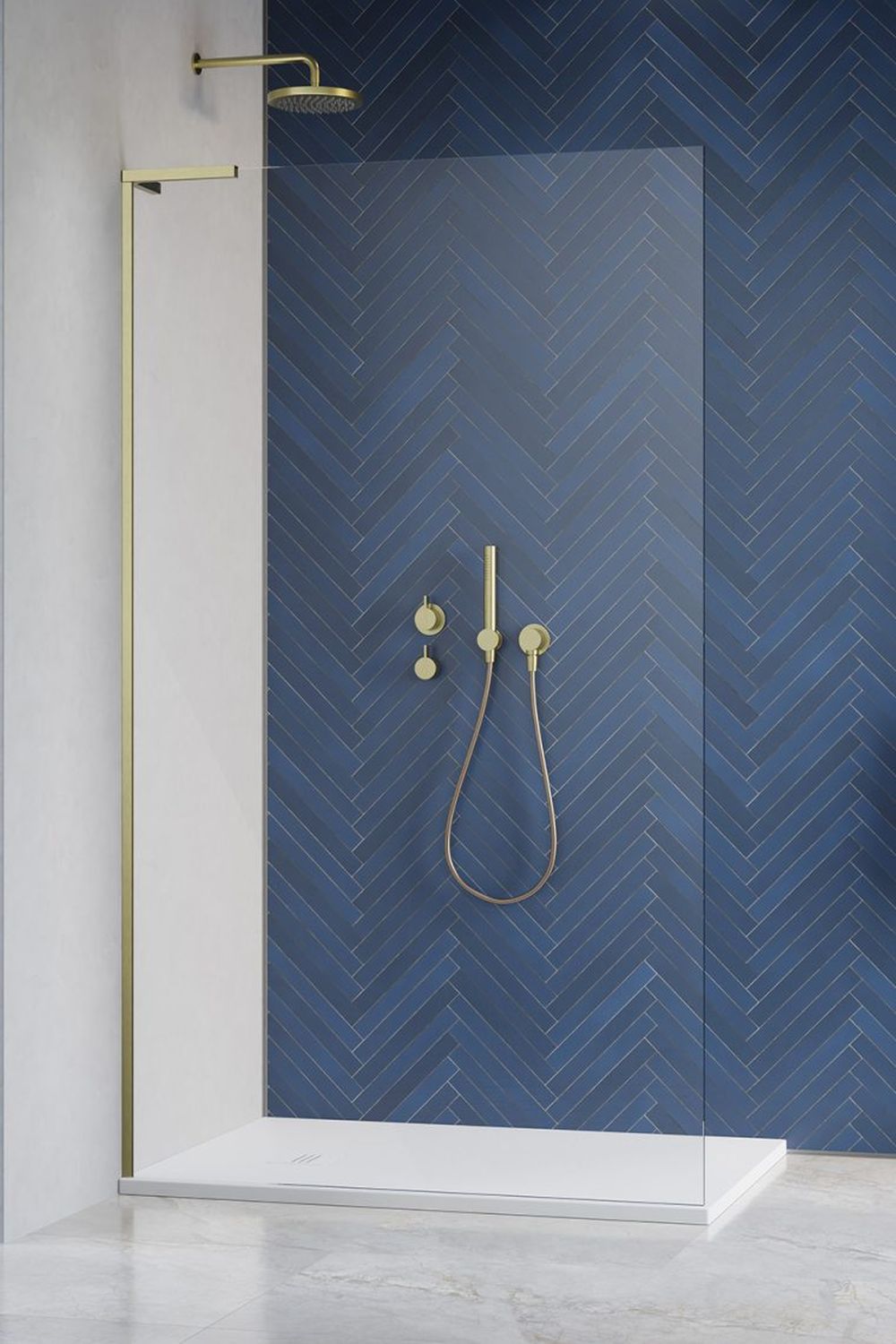 Radaway Modo SL Brushed Gold II Walk-In ścianka prysznicowa 120 cm lewa wolnostojąca złoty szczotkowany/szkło przezroczyste ...