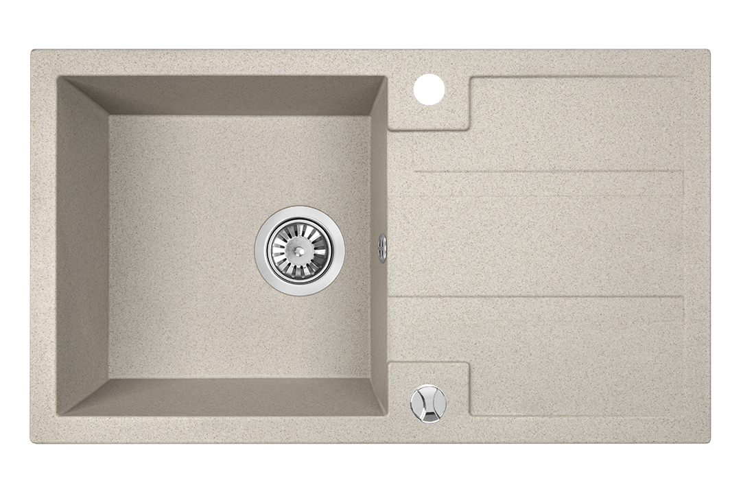 Laveo Barbados zlewozmywak granitowy 76x44 cm 1-komorowy beżowy SBB411T