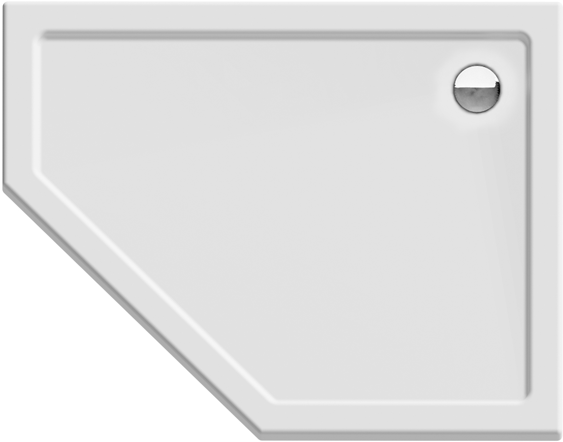 New Trendy New Azura brodzik 100x80 cm pięciokątny prawy biały B-0419