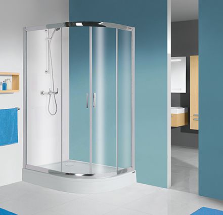Sanplast TX kpl-L-KP4/TX5b-90x120 kabina prysznicowa 120x90 cm półokrągła lewa z brodzikiem srebrny mat/Sitodruk W15 602-271-0310-39-231