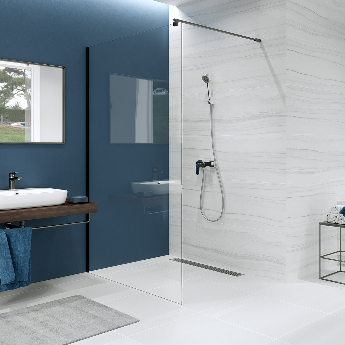Cersanit Mille Walk-In ścianka prysznicowa 120 cm czarny/szkło przezroczyste S161-004