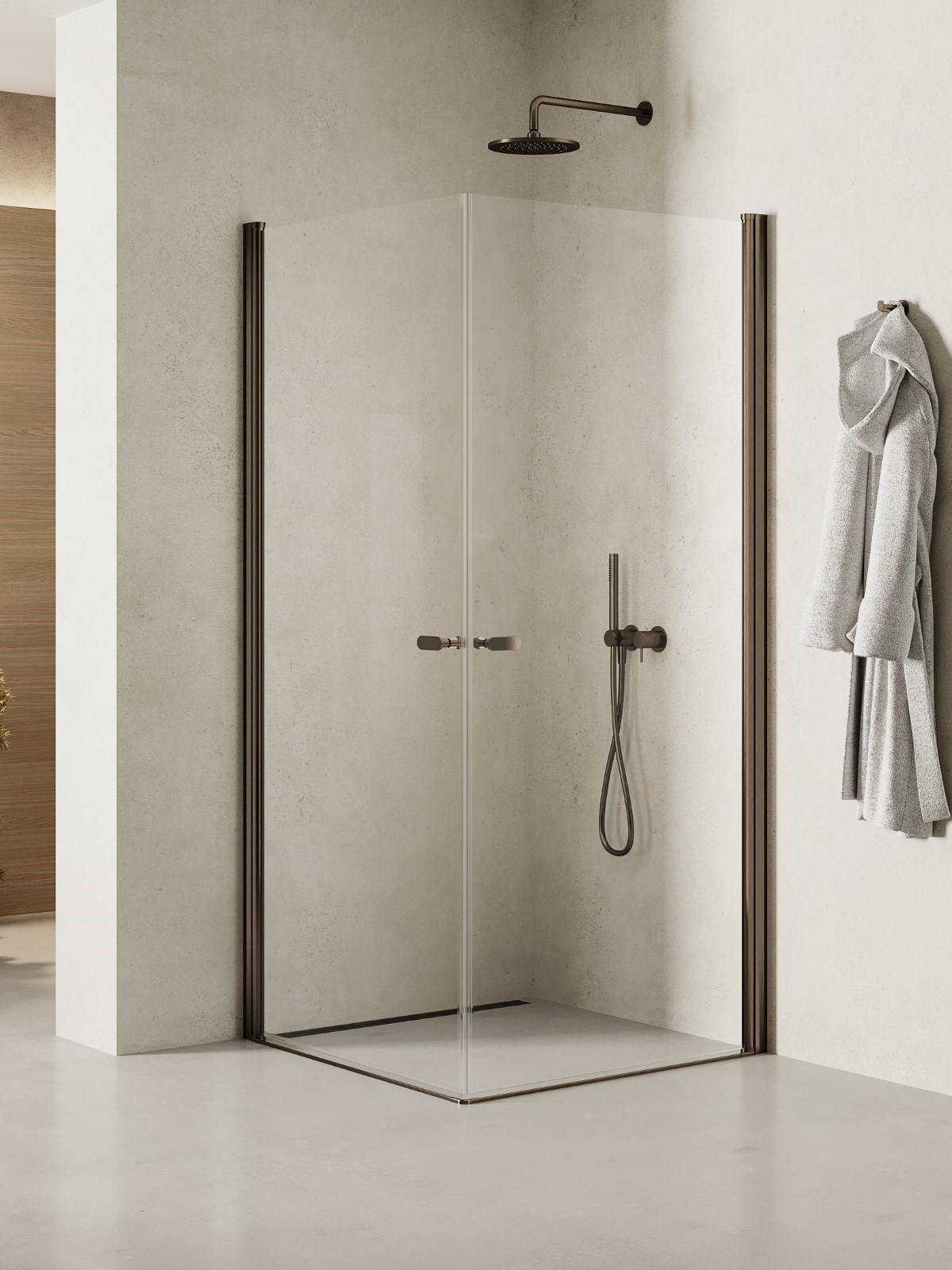 New Trendy New Soleo Gunmetal Brushed kabina prysznicowa 80x100 cm prostokątna grafitowy szczotkowany/szkło przezroczyste K-2179