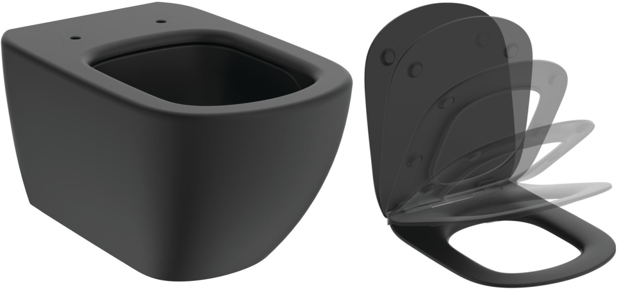 Ideal Standard Tesi miska WC wisząca z deską wolnoopadającą czarny mat (T0079V3, T3527V3)