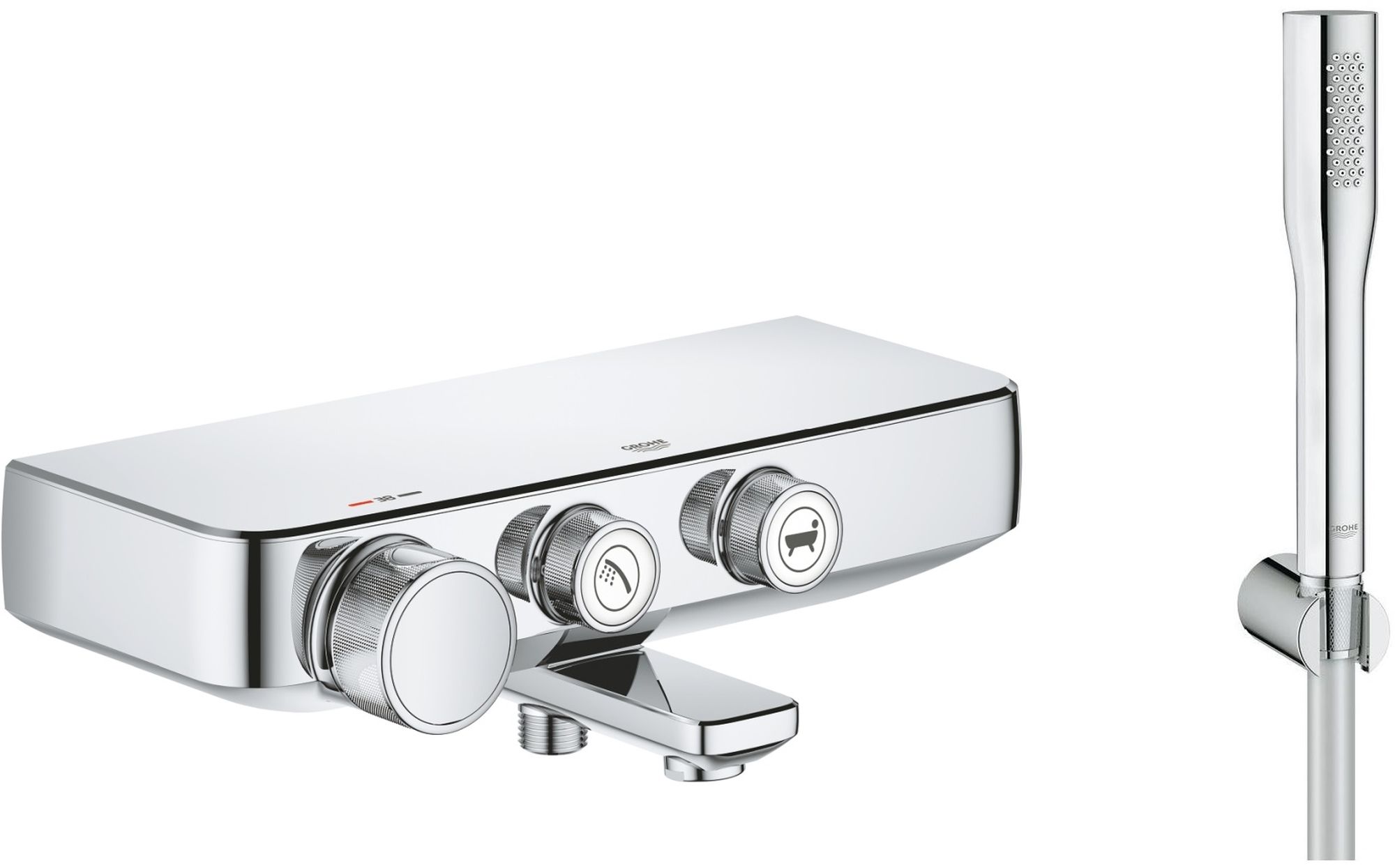 Zestaw Grohe Grohtherm SmartControl bateria wannowo-prysznicowa termostatyczna z zestawem prysznicowym Euphoria Cosmopolitan chrom ... - Wysyłka w 24h