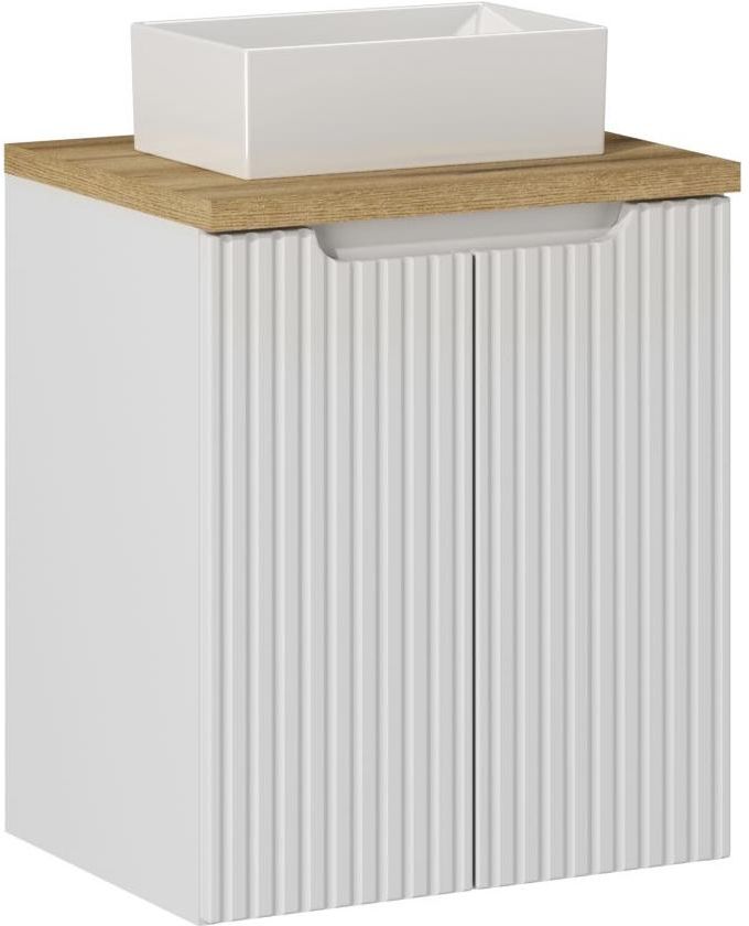 Zestaw meblowy Nova White szafka podumywalkowa 50 cm biała z blatem dąb i umywalką Gaja SET-NOW B OAK 50CM D UN GAJA 35