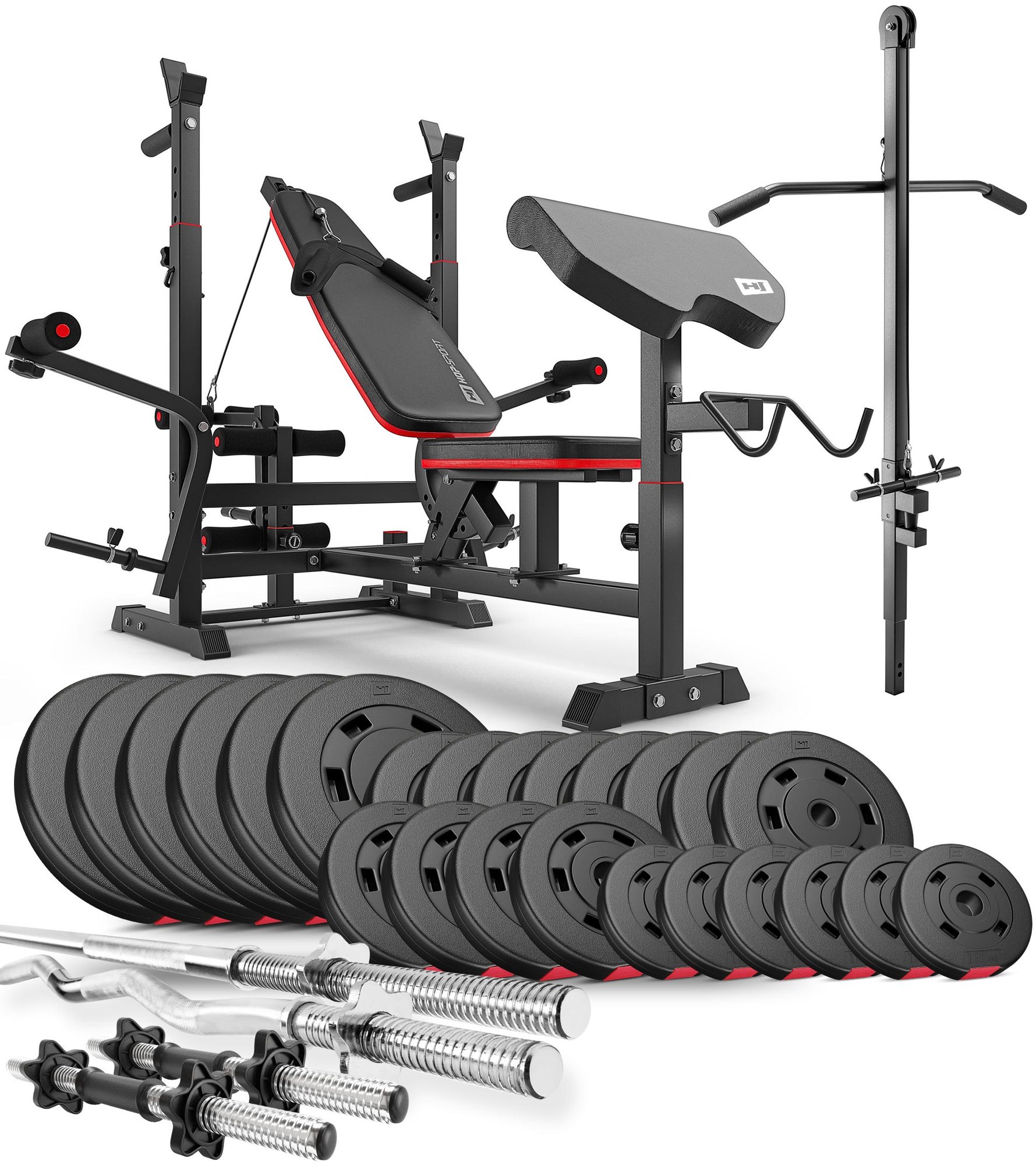 Zestaw kulturystyczny Premium 135kg z ławką hs-1075
