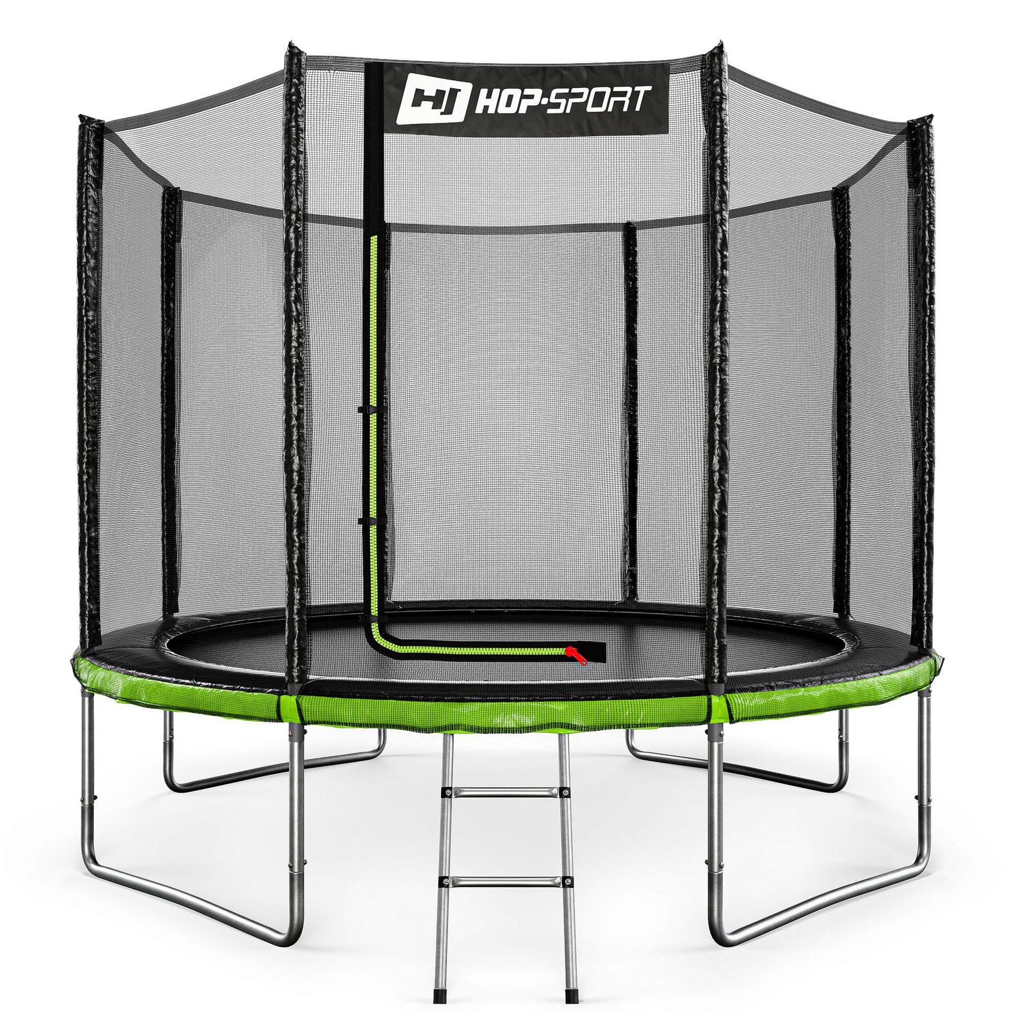 Trampolina ogrodowa 10ft (305cm) - czarno-zielona z siatką zewnętrzną
