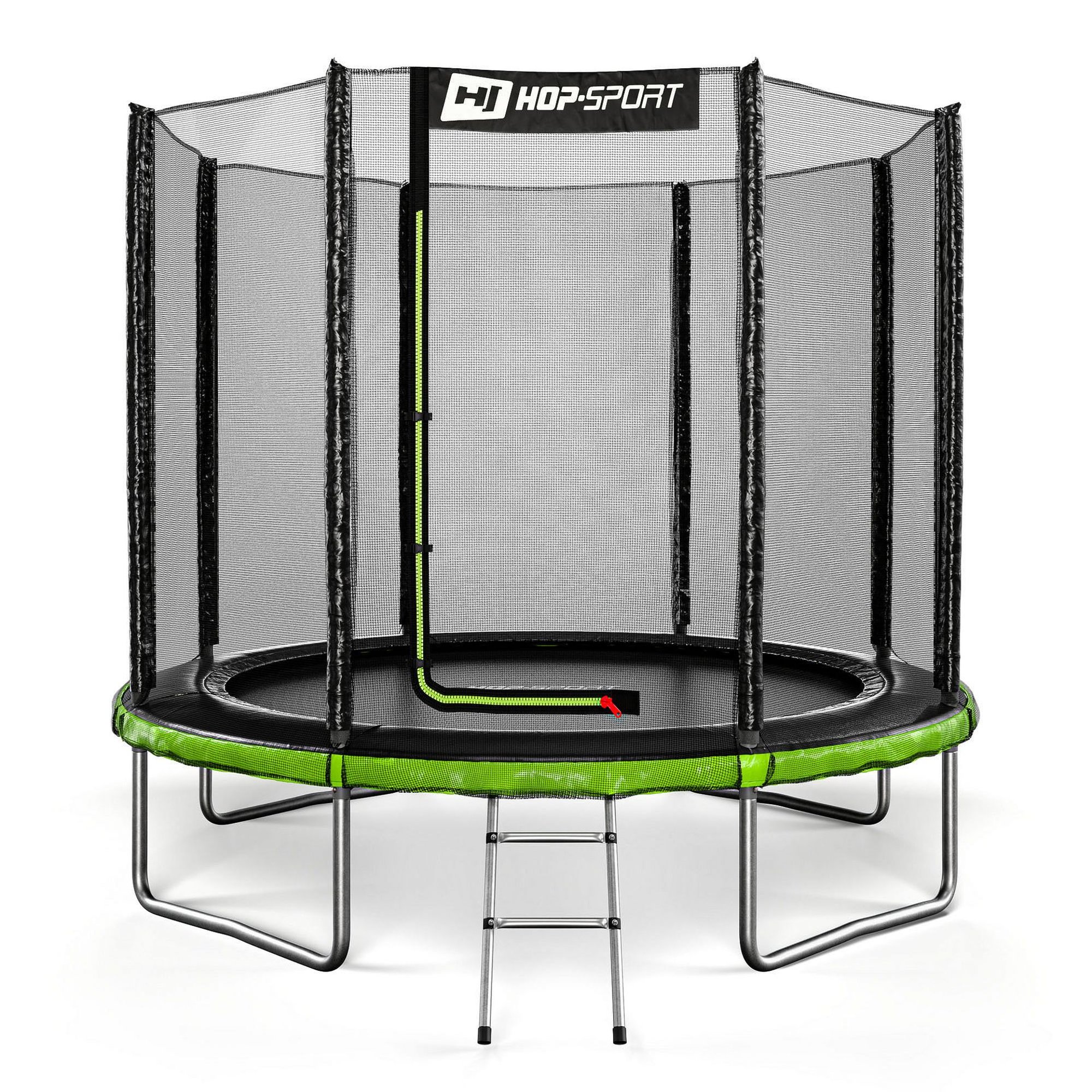 Trampolina ogrodowa 8ft (244cm) - czarno-zielona z siatką zewnętrzną