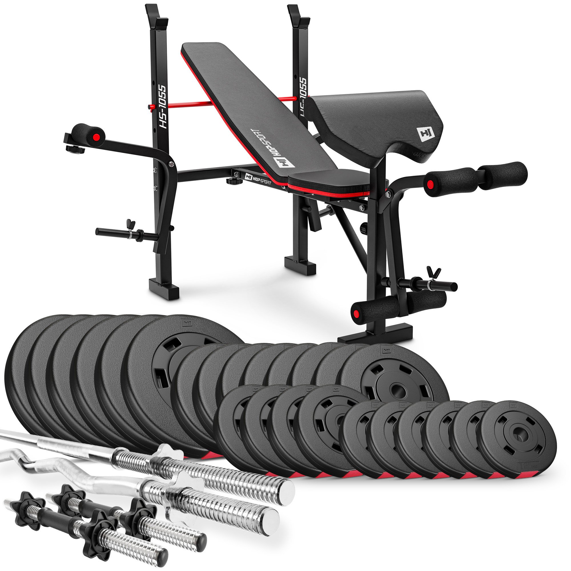 Zestaw kulturystyczny Premium 135kg z ławką hs-1055