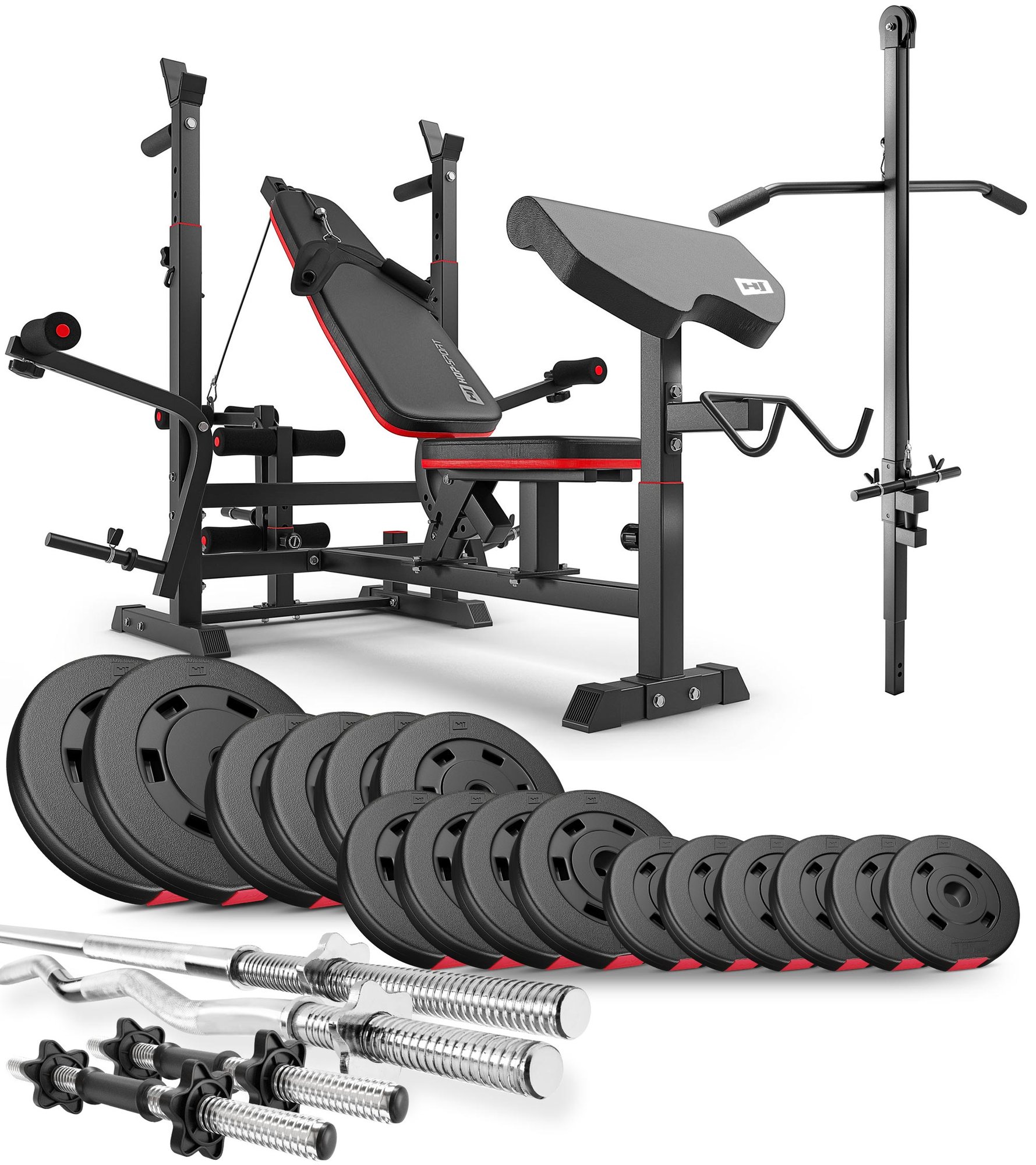 Zestaw kulturystyczny Premium 75kg z ławką hs-1075