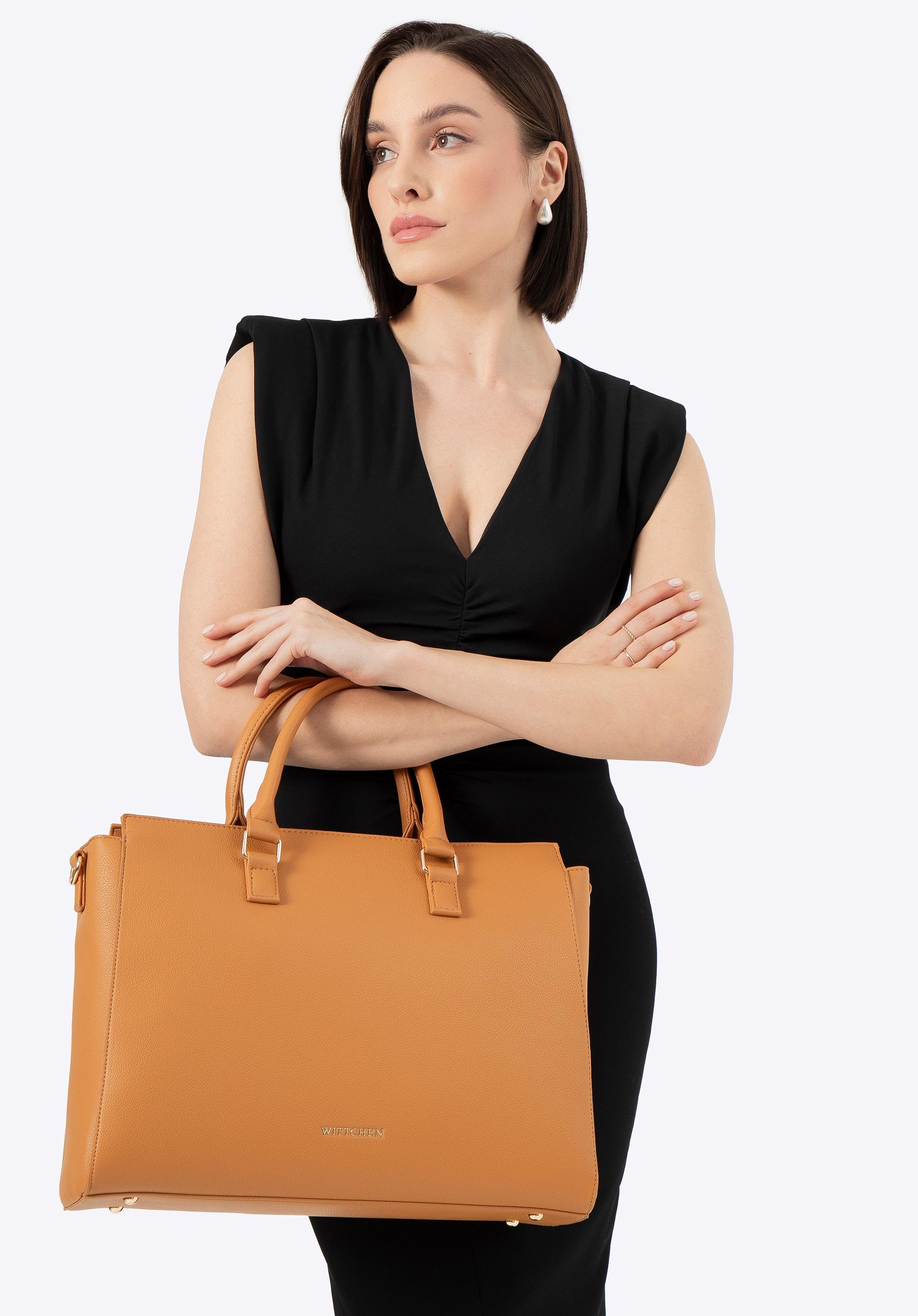 Damska torba na laptopa 17" z imitacji skóry jasny brąz