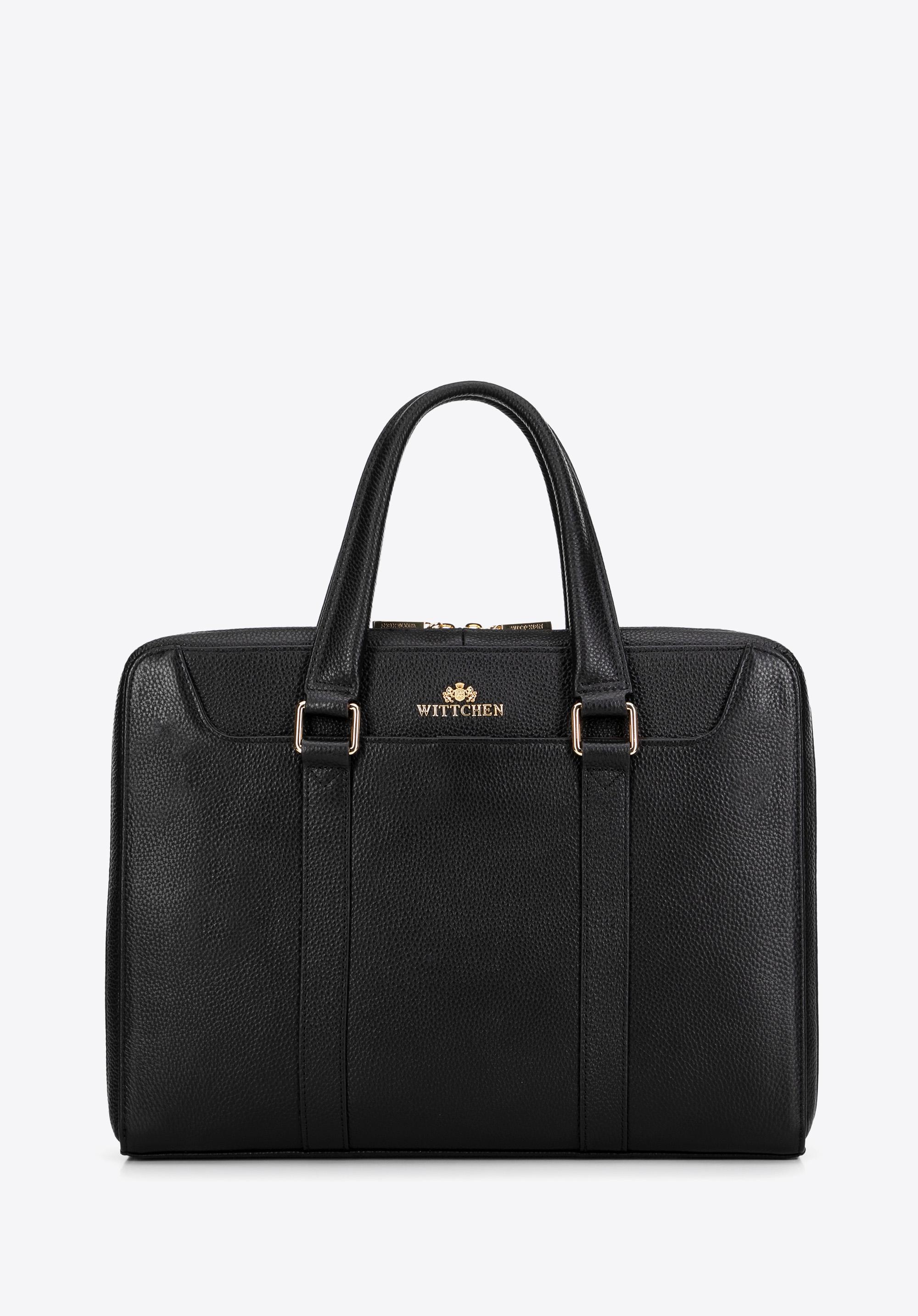 Torba na laptopa 13,3'' ze skóry groszkowej czarna