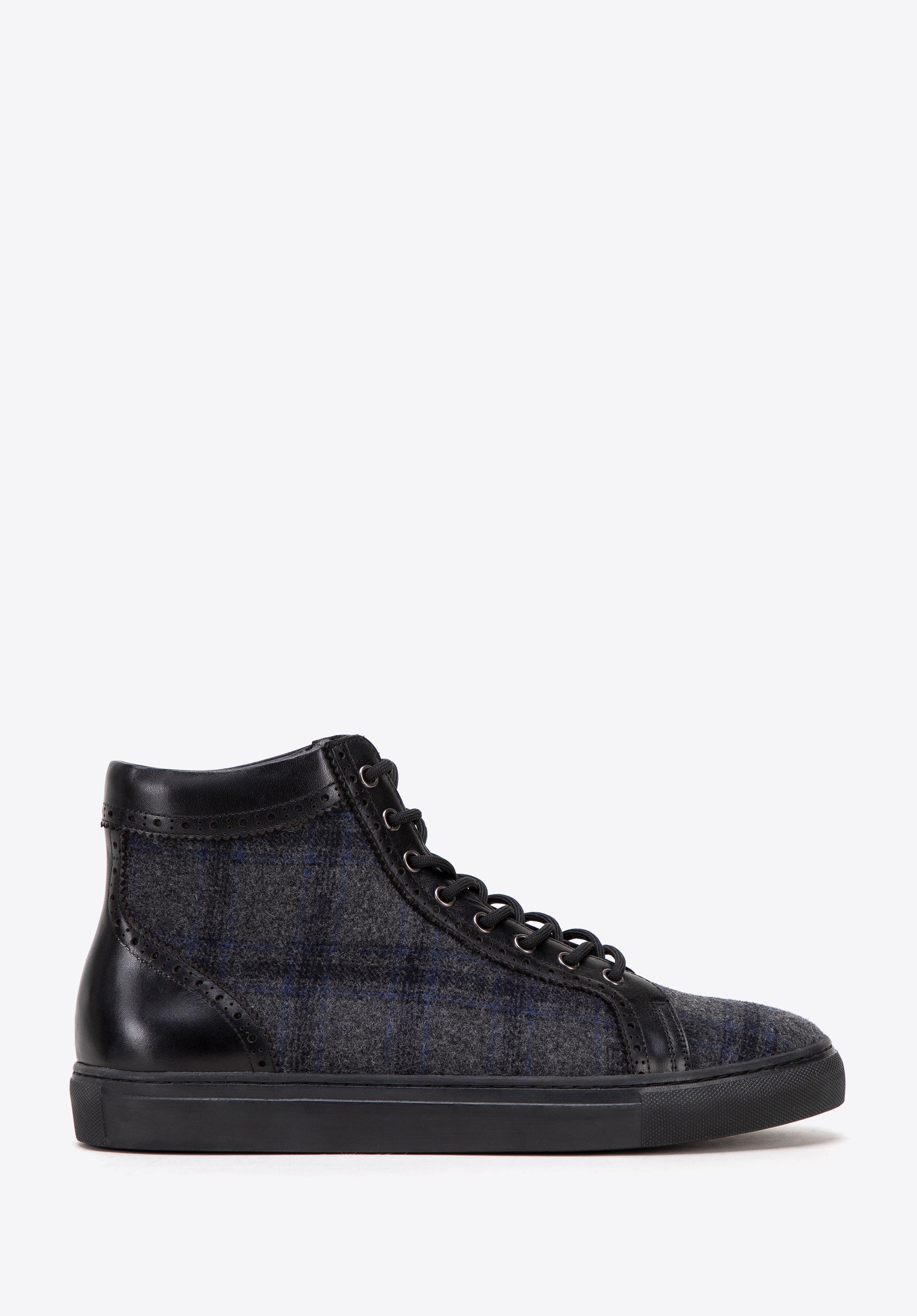 Męskie sneakersy skórzane wysokie czarne