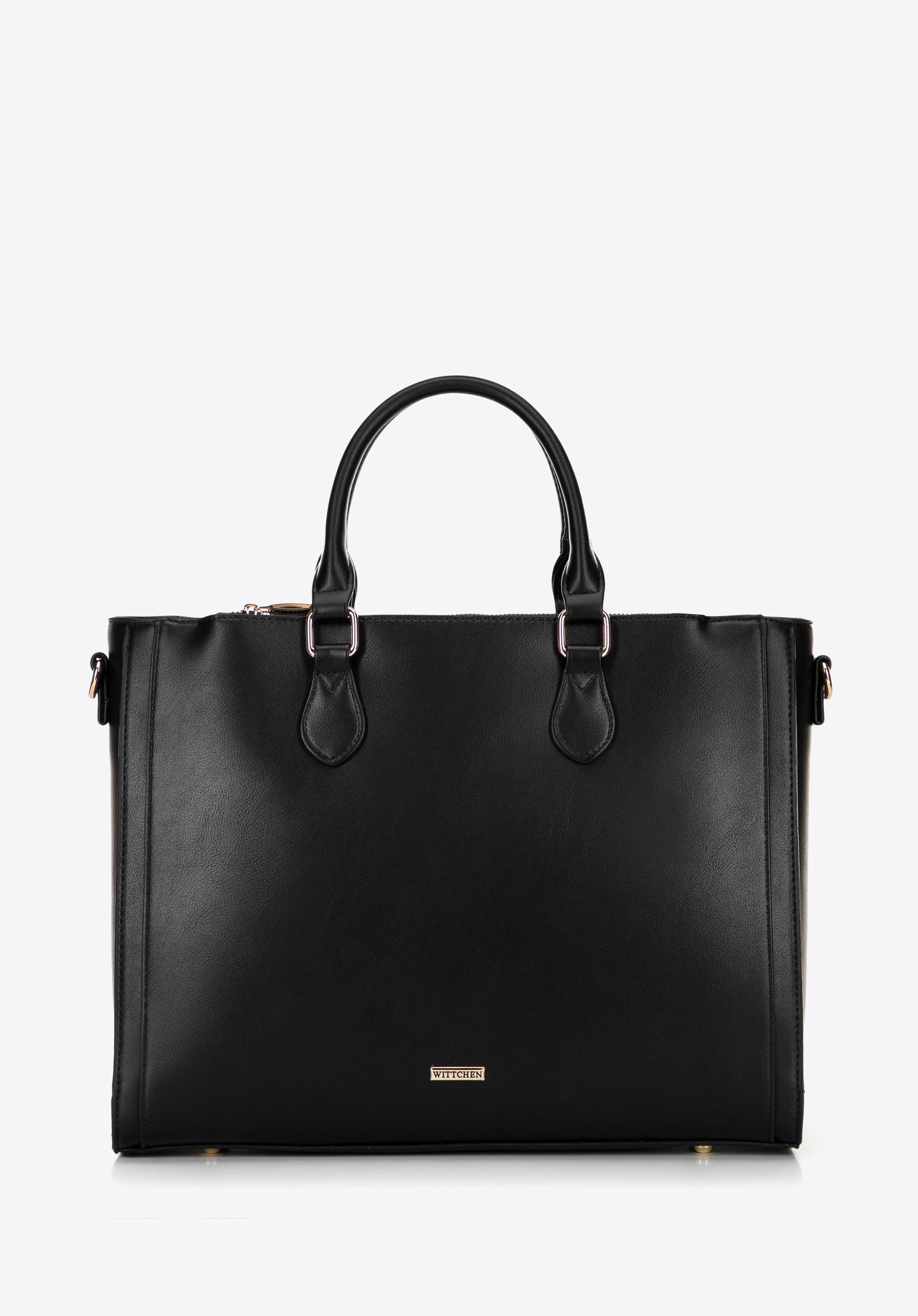 Damska torba na laptopa 14,5” z imitacji skóry czarna