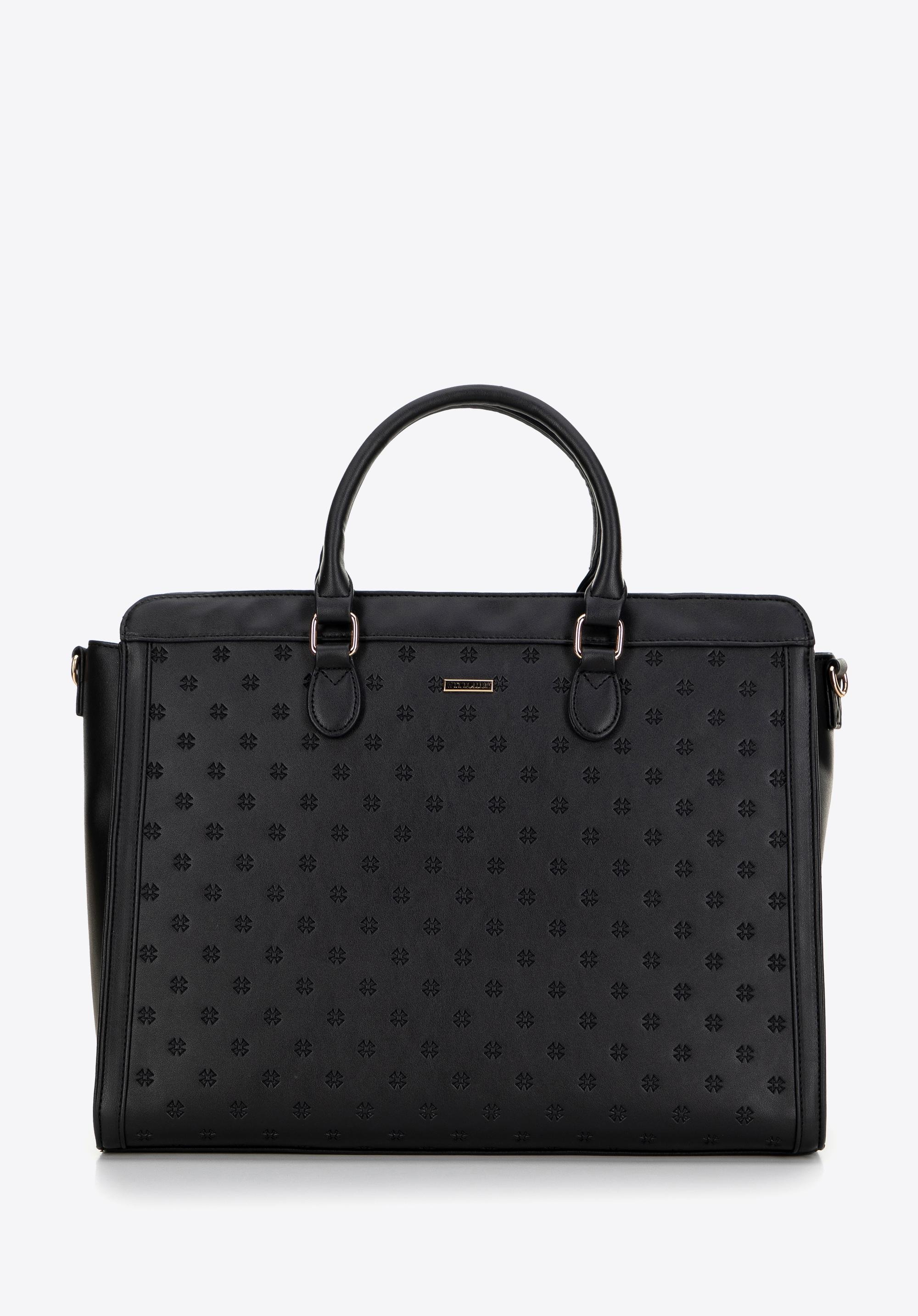 Damski kuferek z etui na laptopa 15,6'' czarno - złoty