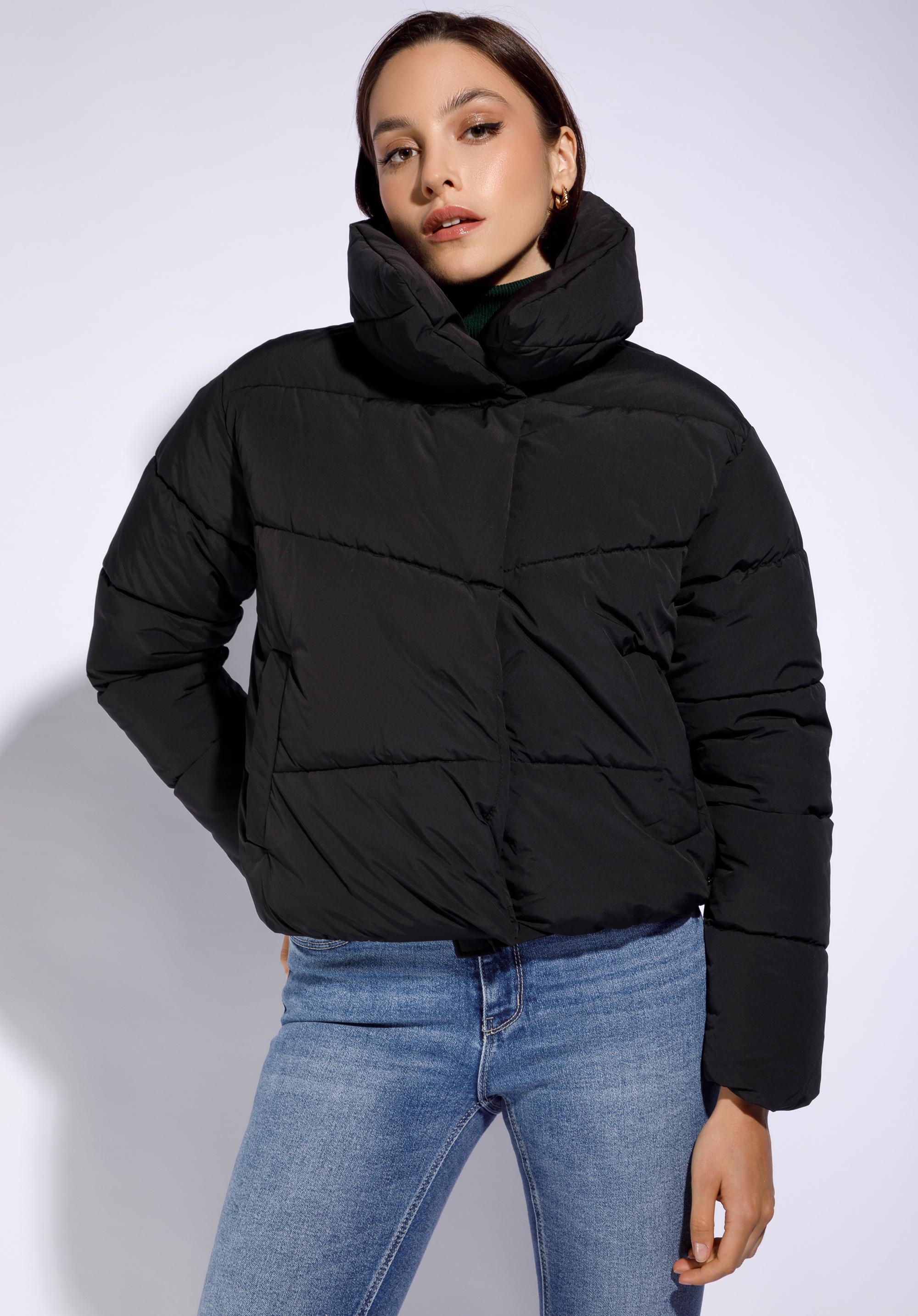 Damska kurtka oversize pikowana czarna