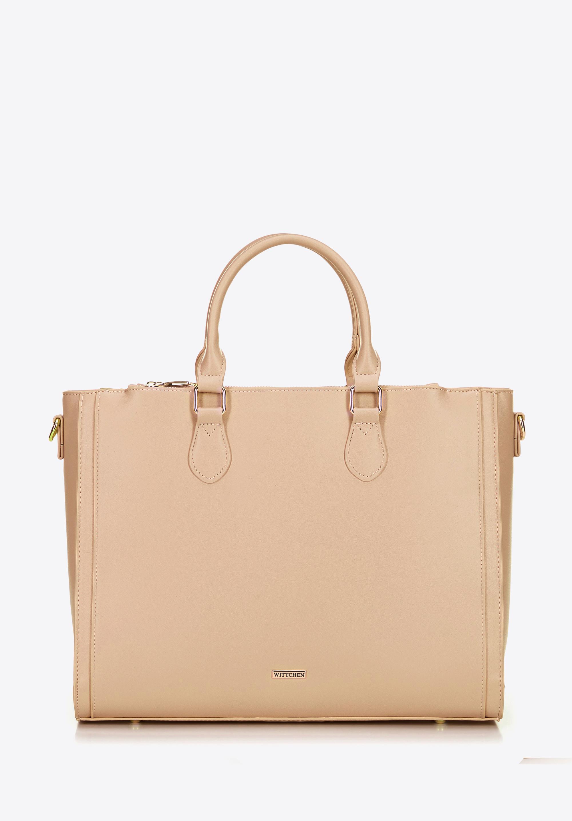 Damska torba na laptopa 14,5” z imitacji skóry beżowa