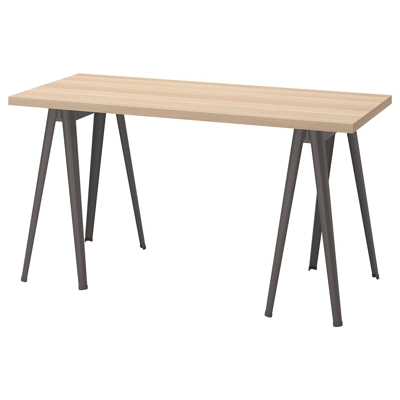 IKEA LAGKAPTEN / NÄRSPEL biurko, imitacja dębu bejcowanego na biało/ciemnoszary, 140x60 cm