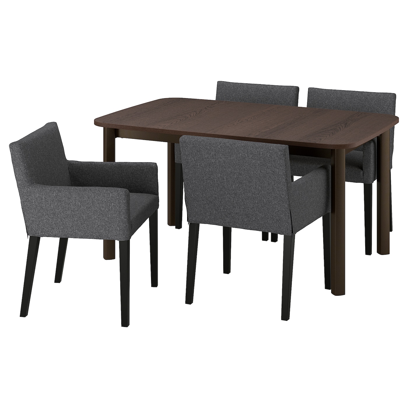 IKEA STRANDTORP / MÅRENÄS stół i 4 krzesła, brązowy/Gunnared ciemnoszary czarny, 150/205/260 cm
