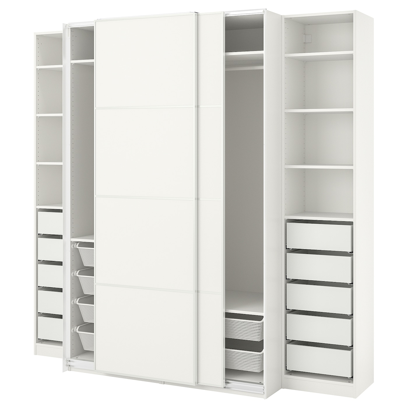 IKEA PAX / MEHAMN szafa, biały/2str biały, 250x66x236 cm