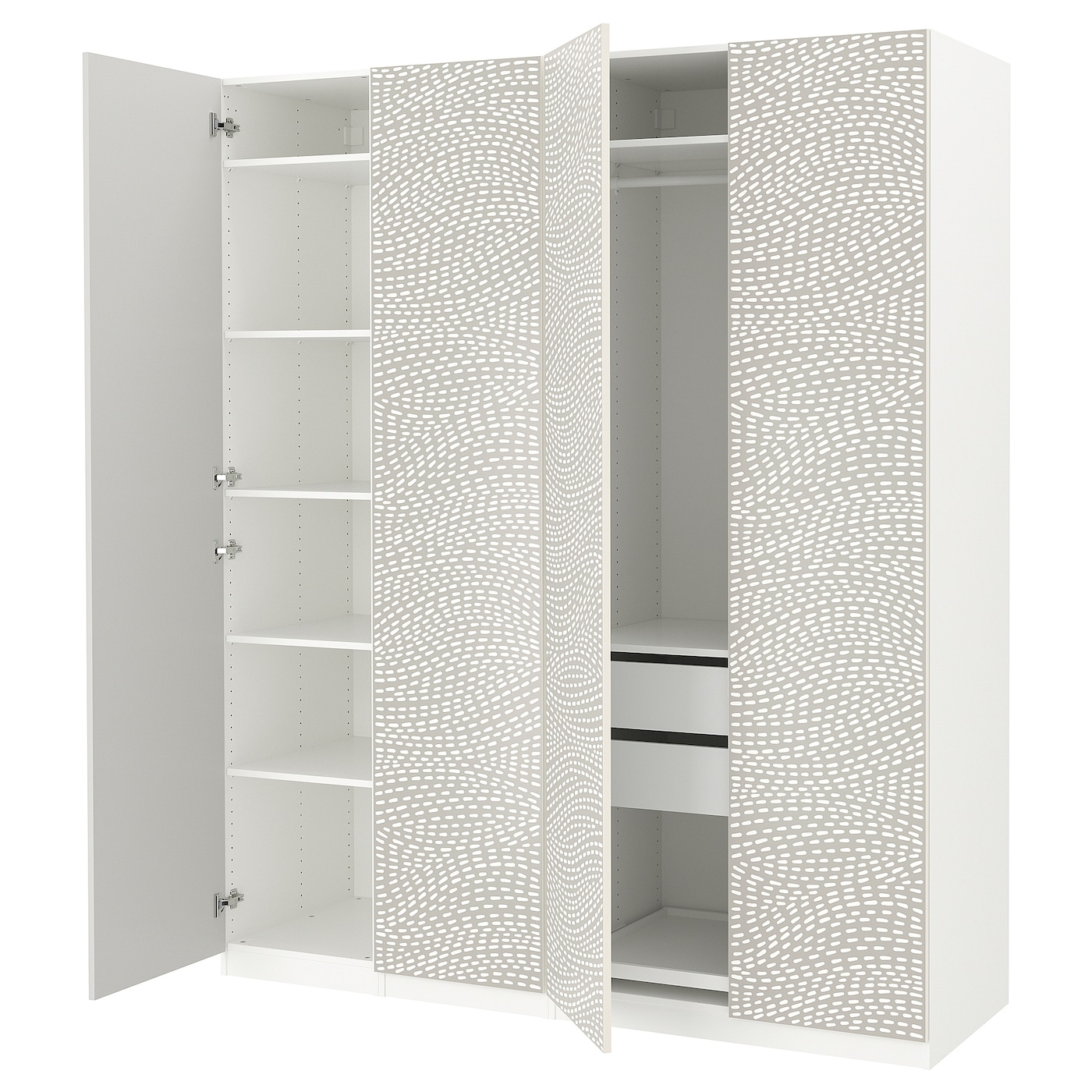 IKEA PAX / MISTUDDEN kombinacja szafy, biały/szary wzór, 200x60x236 cm