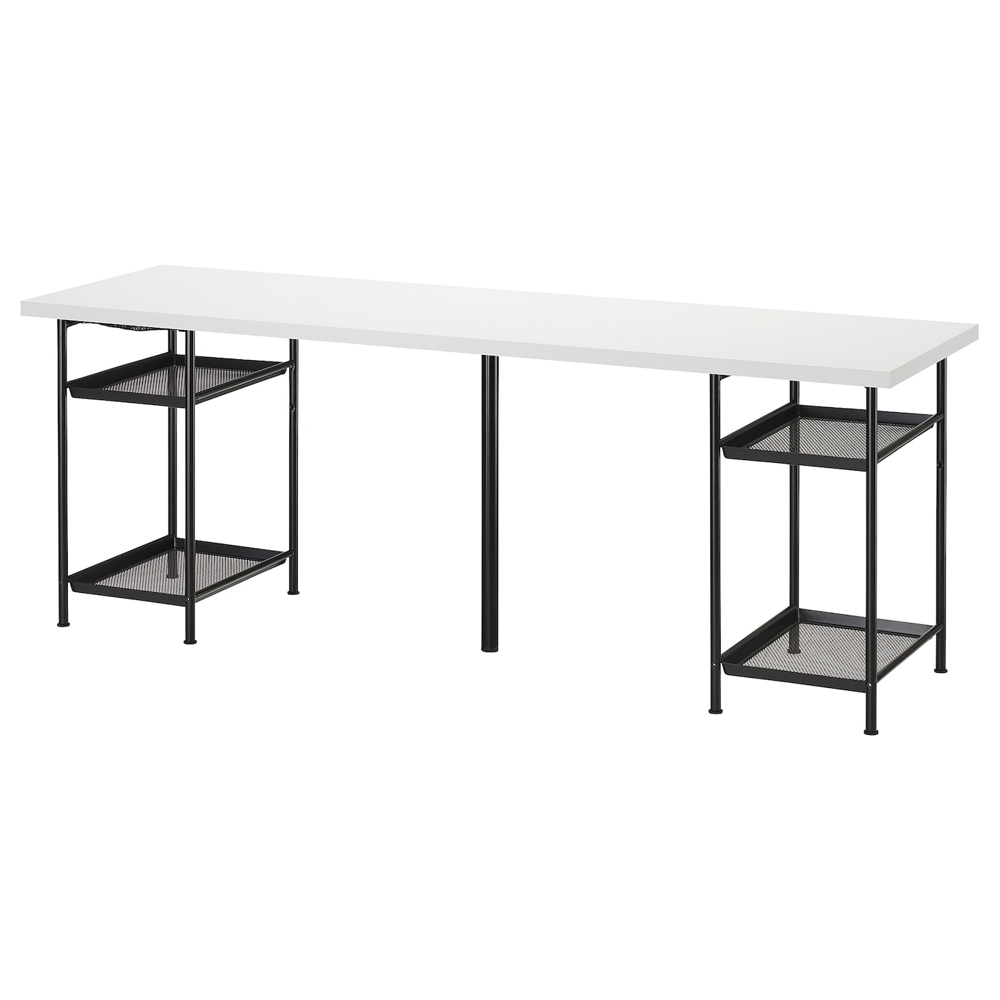 IKEA LAGKAPTEN / SPÄND biurko, biały/czarny, 200x60 cm