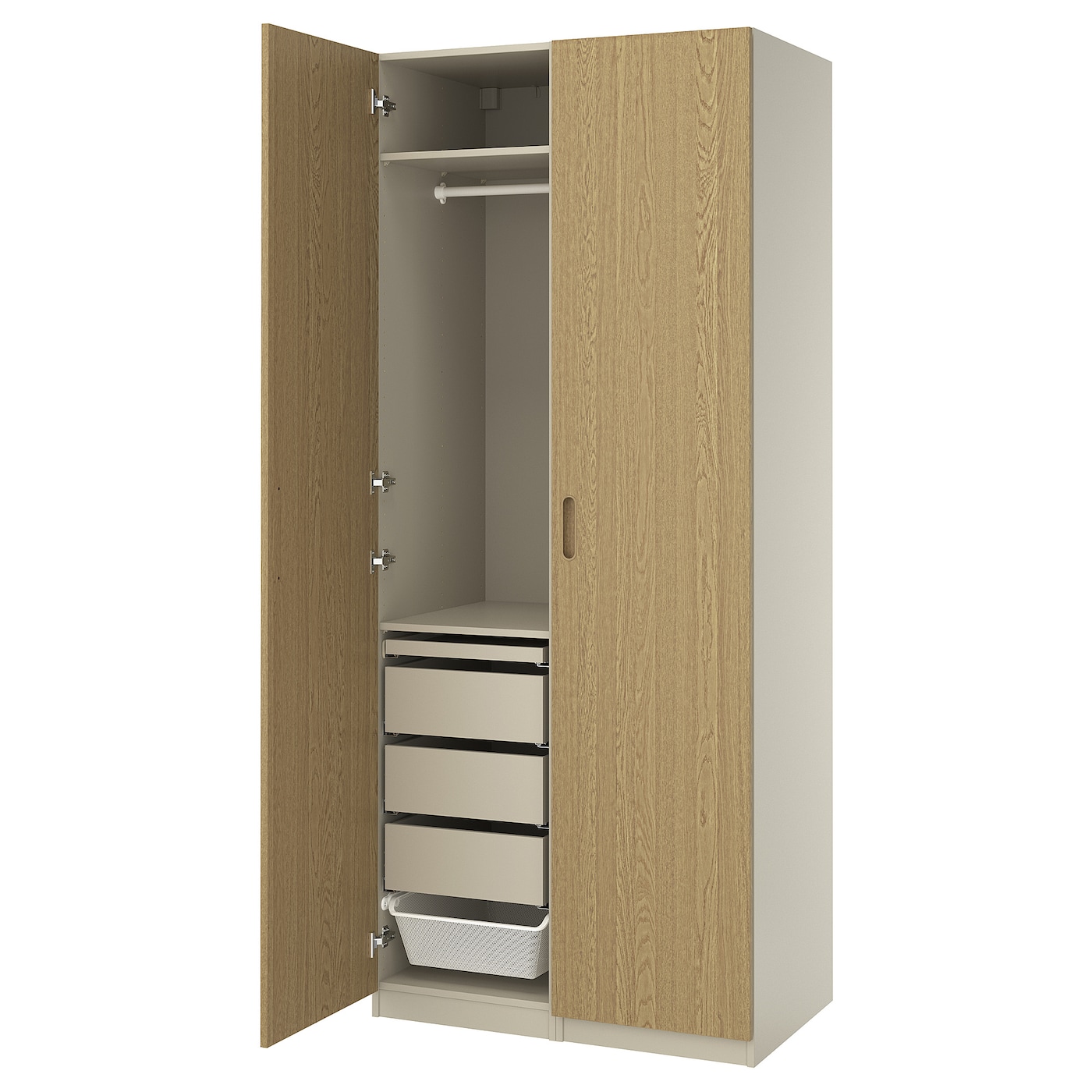 IKEA PAX / TONSTAD kombinacja szafy, szarobeżowy/okl dęb, 100x60x236 cm