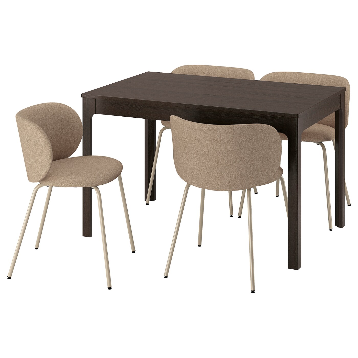 IKEA EKEDALEN / KRYLBO stół i 4 krzesła, ciemnobrązowy/Tonerud ciemny beż, 120/180 cm
