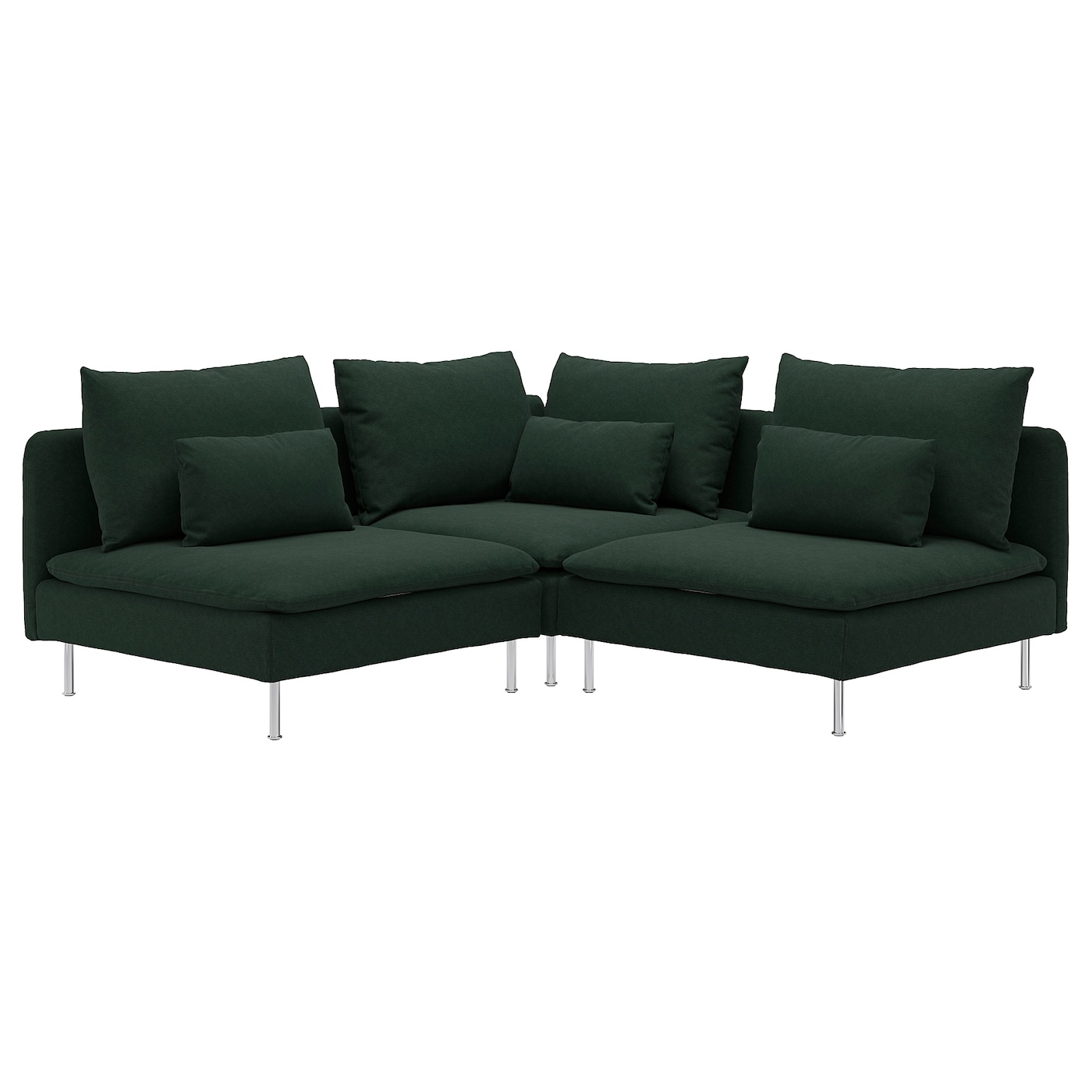 IKEA SÖDERHAMN sofa narożna 3-osobowa, Tallmyra ciemnozielony, Wysokość z poduchami oparcia: 83 cm