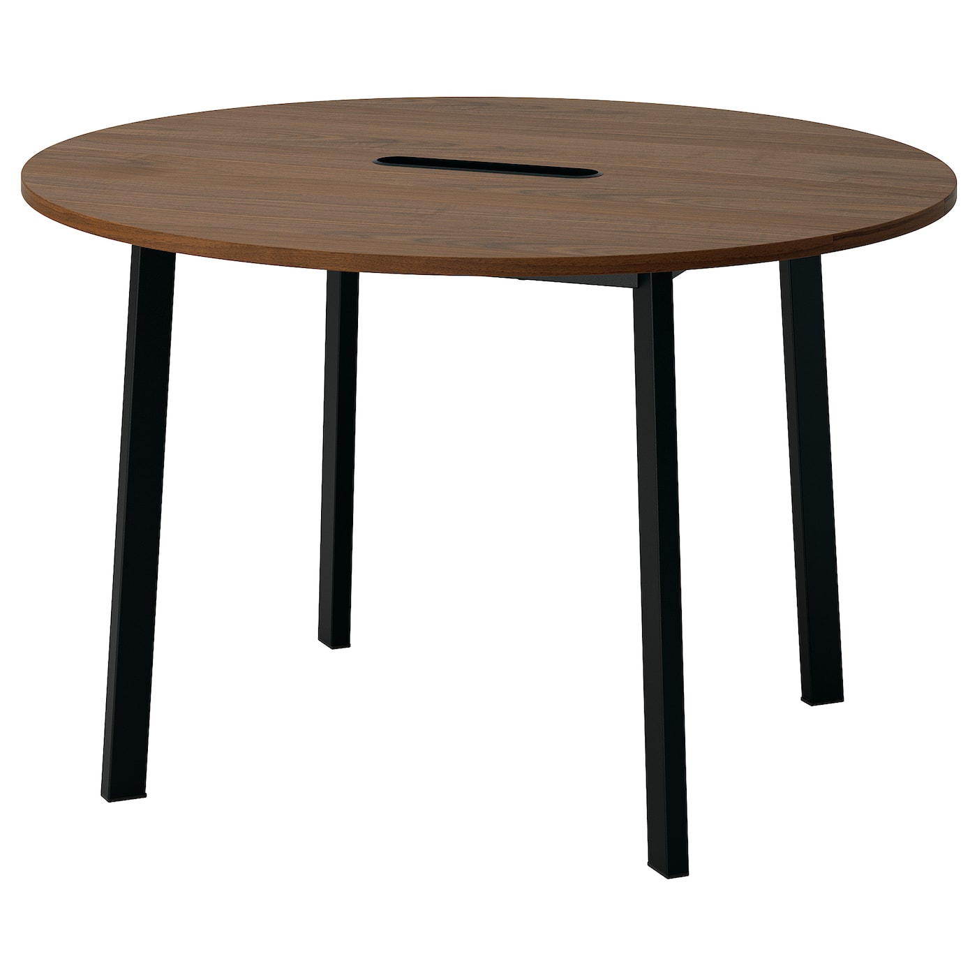 IKEA MITTZON stół konferencyjny, okrągły okleina orzechowa/czarny, 120x75 cm