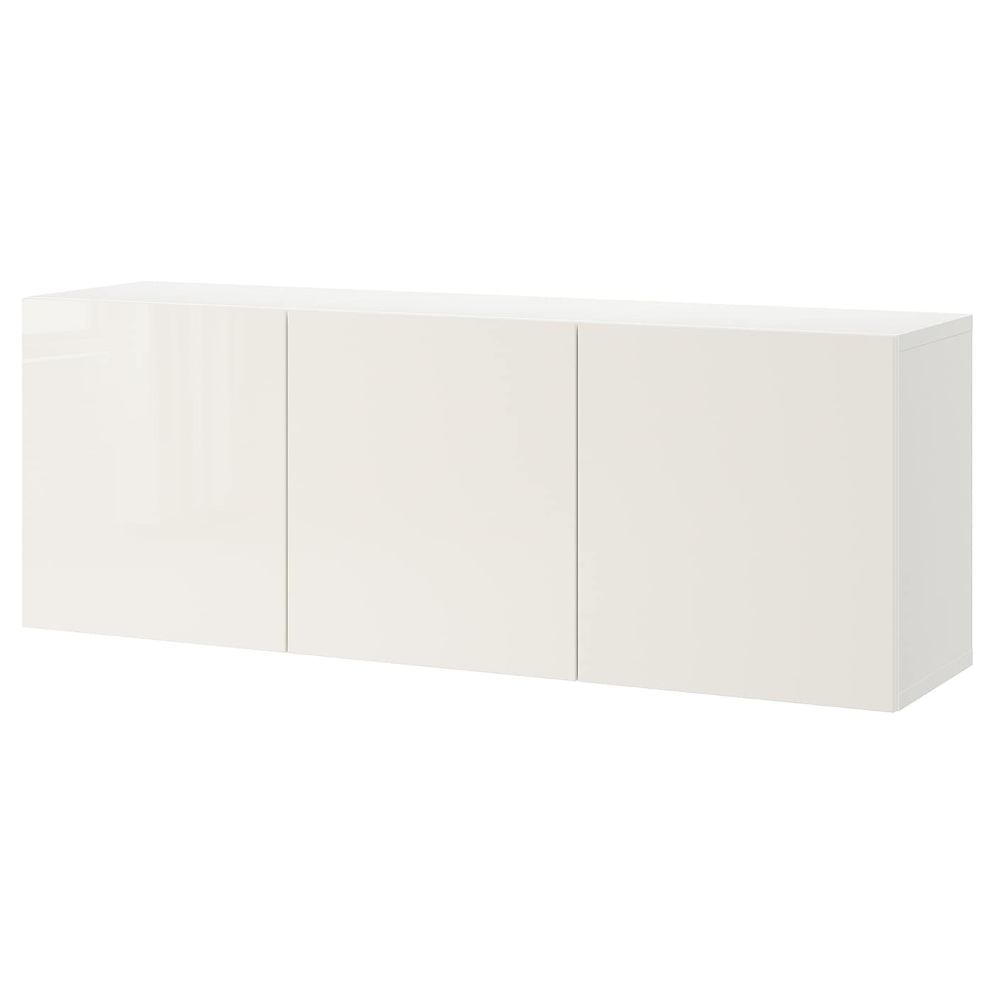 IKEA BESTÅ kombinacja szafek ściennych, biały/Selsviken połysk/biel, 180x42x64 cm