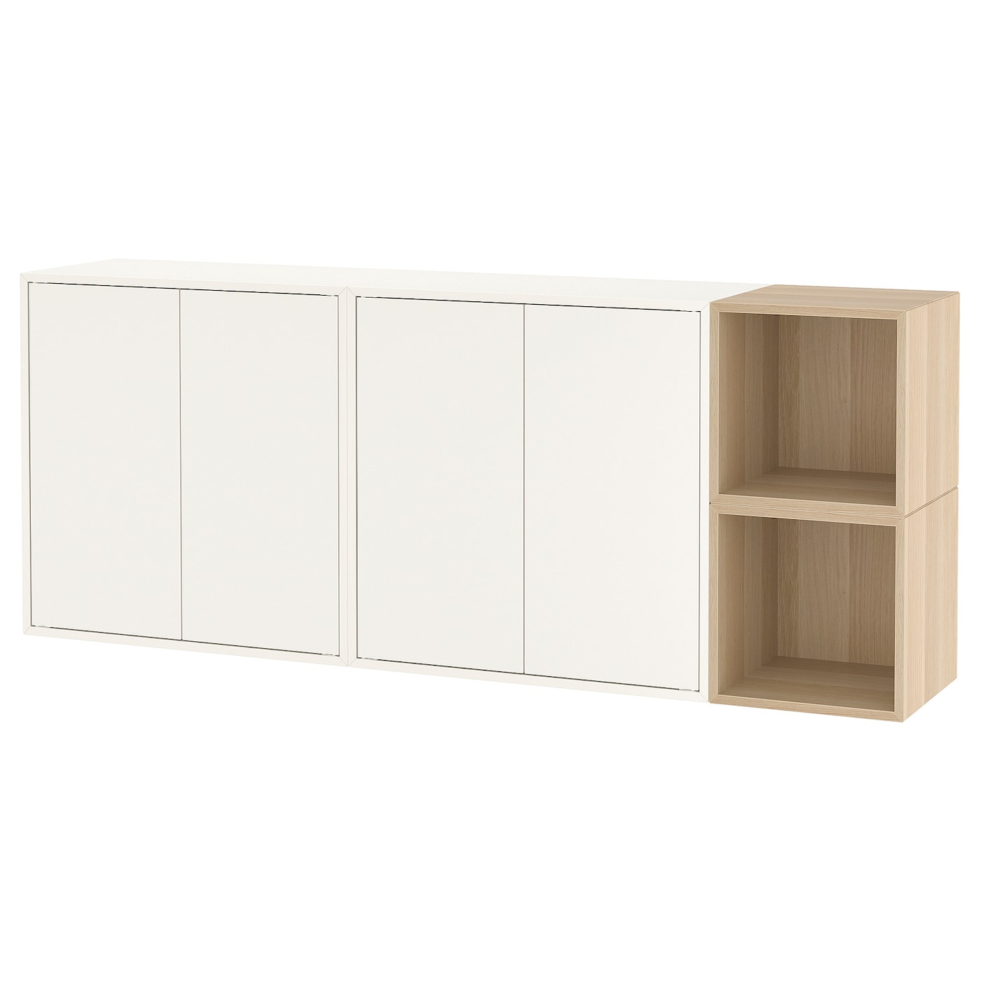 IKEA EKET kombinacja szafek ściennych, biały/imitacja dębu bejcowanego na biało, 175x35x70 cm