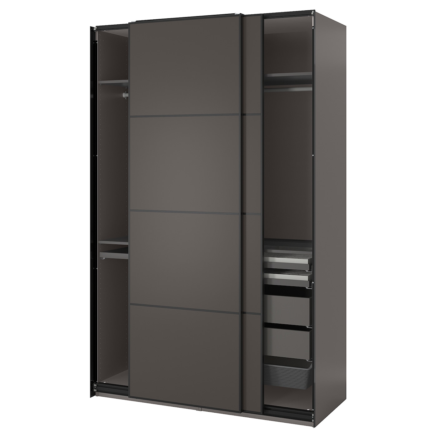IKEA PAX / MEHAMN kombinacja szafy, ciemnoszary/2str ciemnoszary, 150x66x236 cm