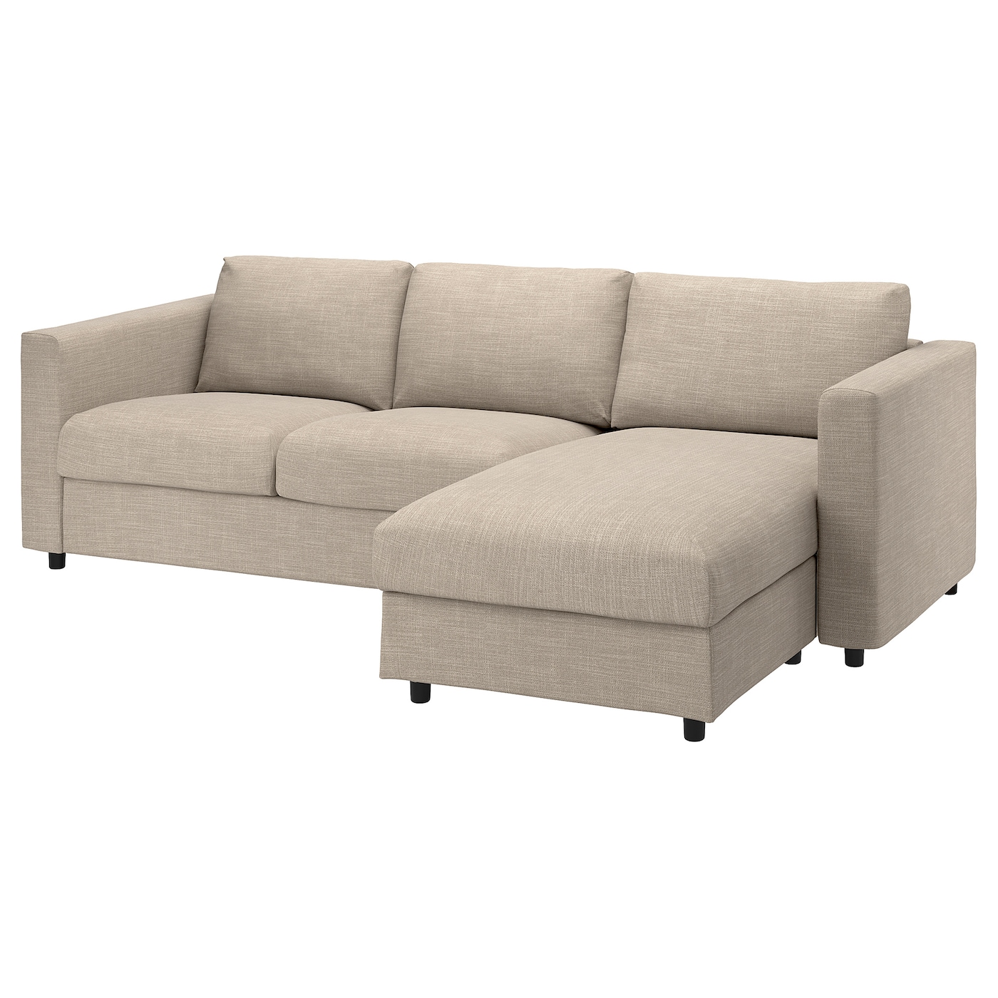 IKEA VIMLE sofa 3-osobowa, rozkładana, z szezlongiem/Hillared beżowy, Wysokość łóżka: 53 cm