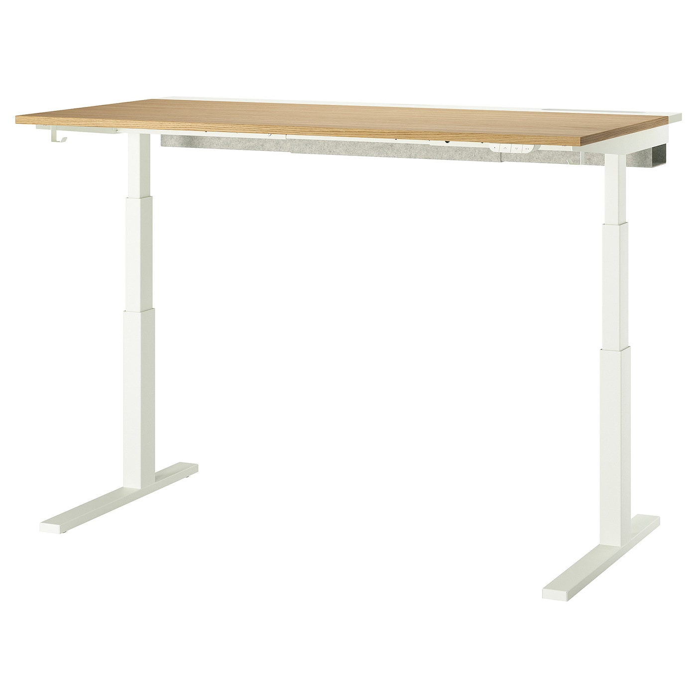 IKEA MITTZON biurko z regulacją wysokości, elektryczny okl dęb/biały, 160x80 cm
