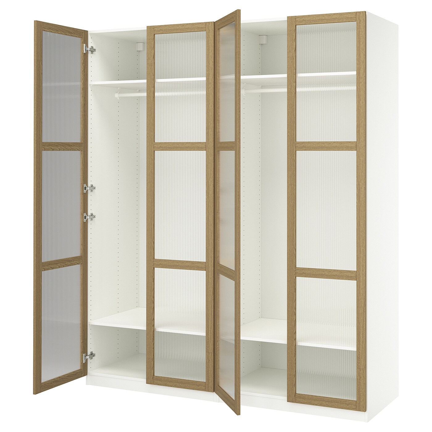 IKEA PAX / TONSTAD kombinacja szafy, biały/okl dęb szkło, 200x60x236 cm