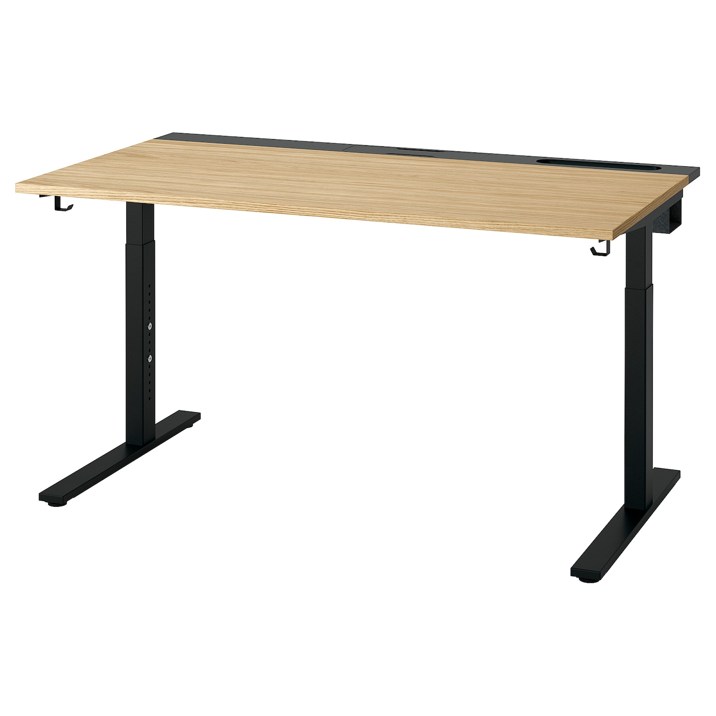 IKEA MITTZON biurko, okl dęb/czarny, 140x80 cm