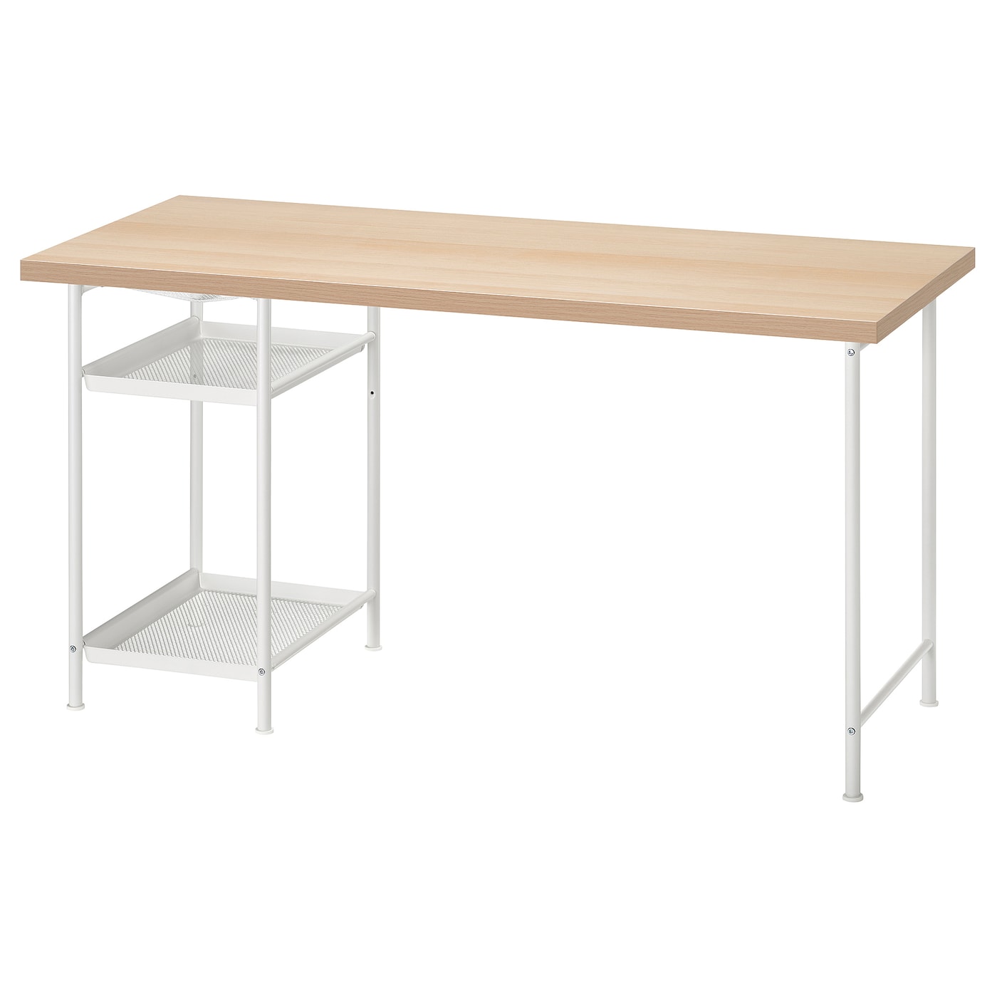 IKEA LAGKAPTEN / SPÄND biurko, imitacja dębu bejcowanego na biało/biały, 140x60 cm