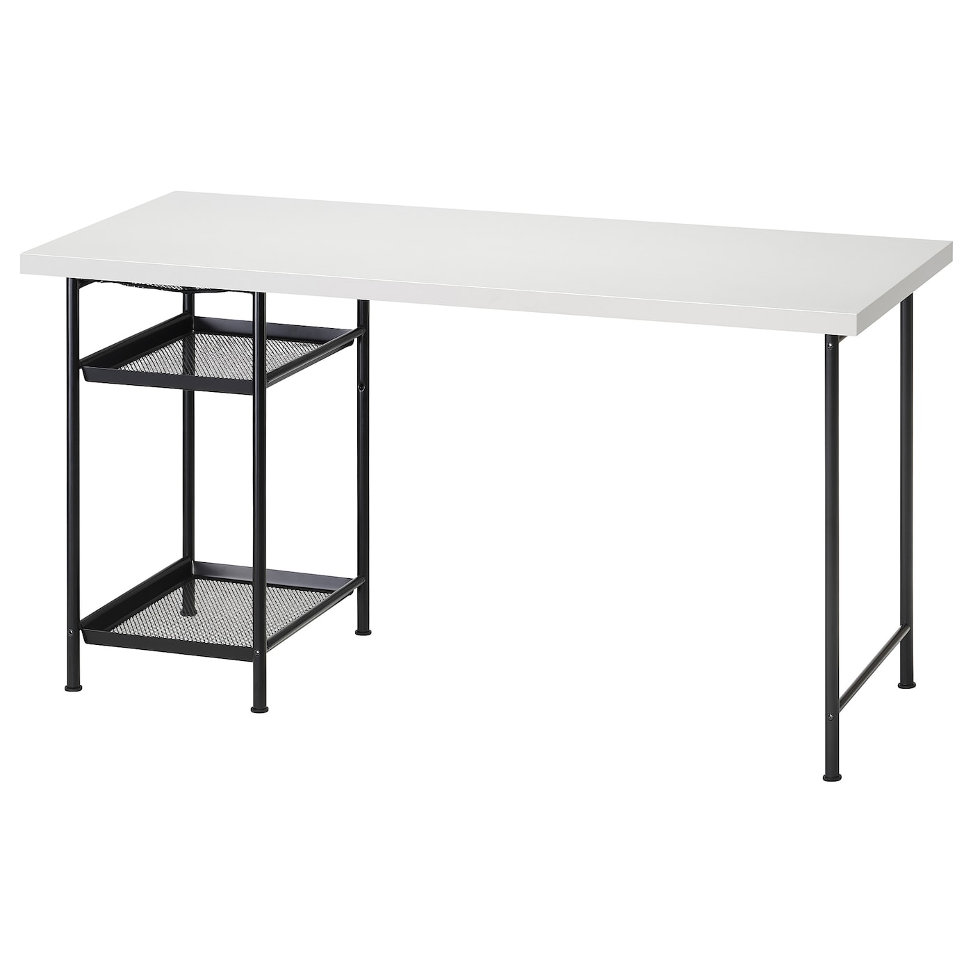 IKEA LAGKAPTEN / SPÄND biurko, biały/czarny, 140x60 cm