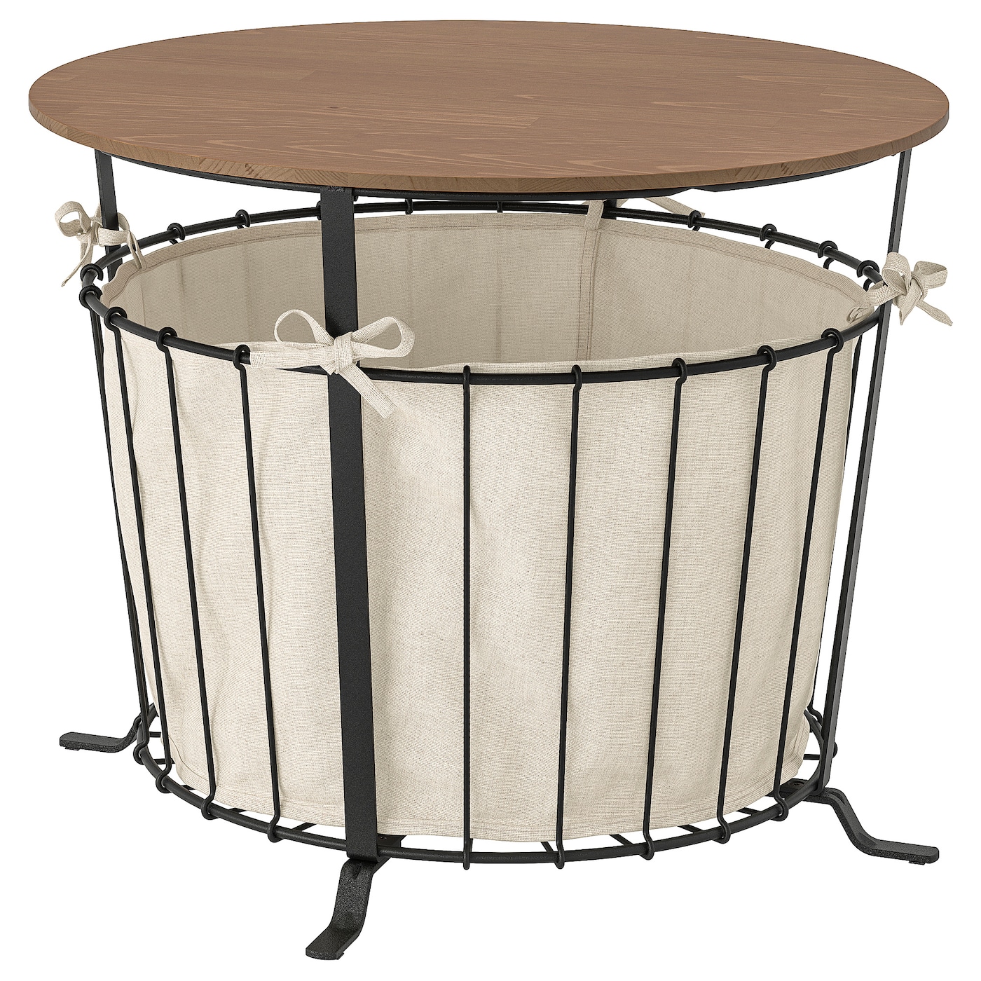 IKEA ÄNGESBYN stolik z miejscem do przechowywania, czarny/sosna bejca jasnobrązowa, 60 cm