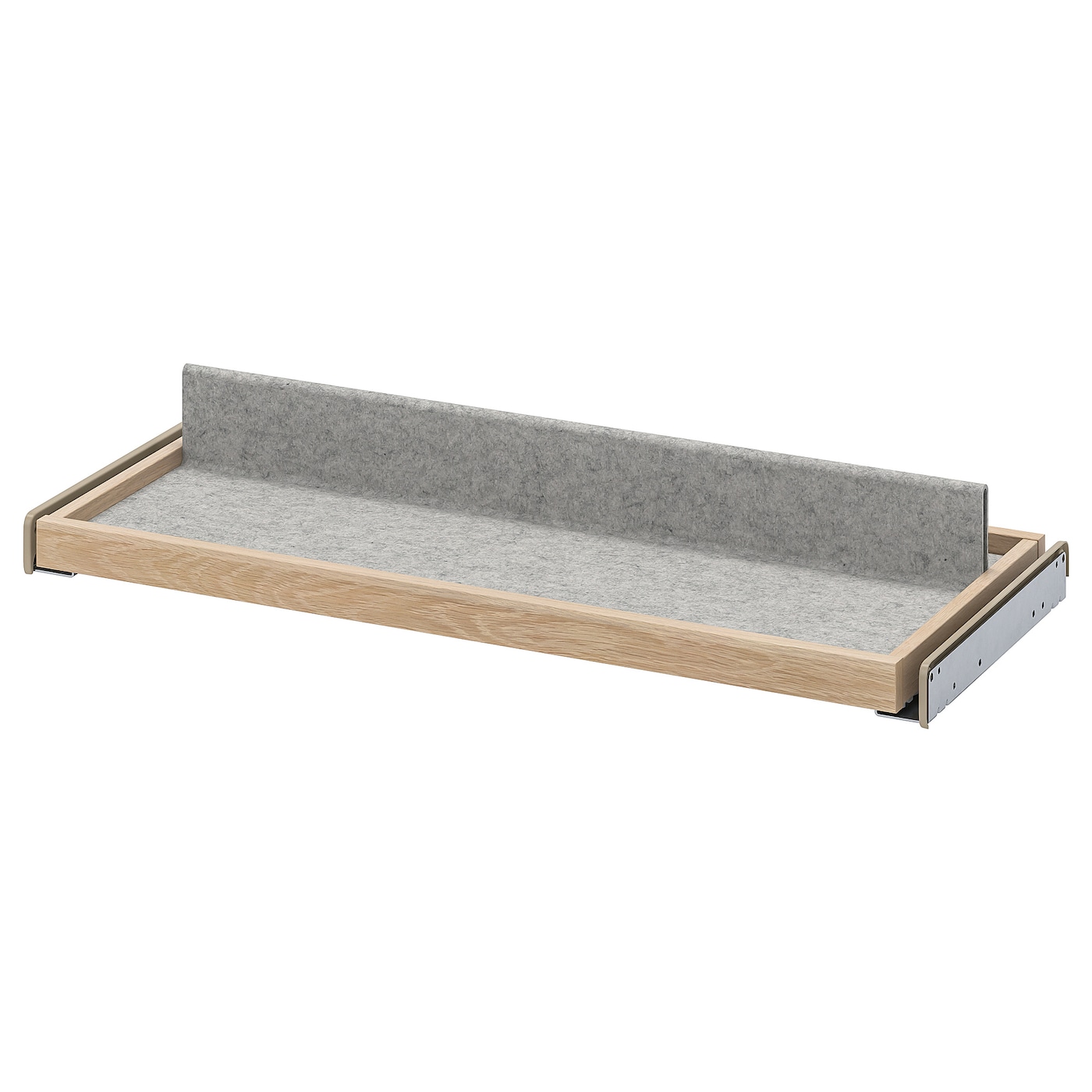 IKEA KOMPLEMENT wysuwana taca z wkładem na buty, imitacja dębu bejcowanego na biało/jasnoszary, 75x35 cm