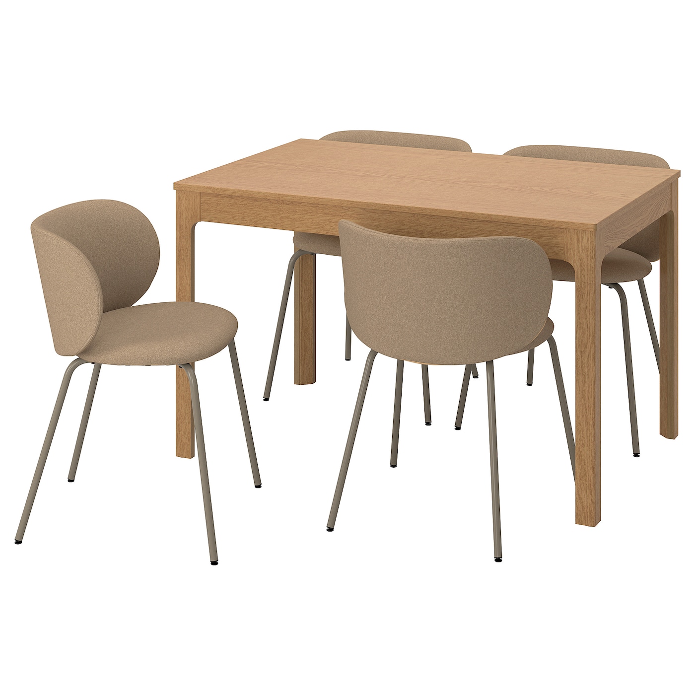 IKEA EKEDALEN / KRYLBO stół i 4 krzesła, dąb/Tonerud ciemny beż, 120/180 cm