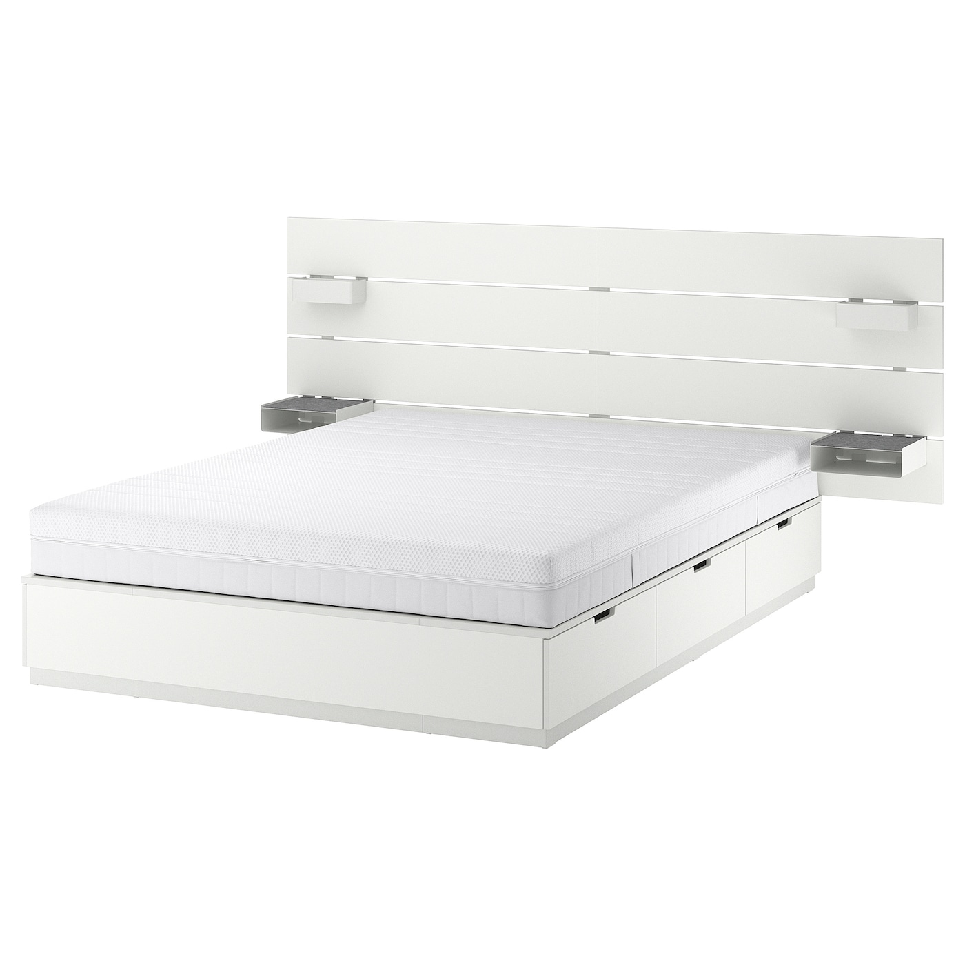 IKEA NORDLI rama łóżka z pojemnik i materacem, biały, 140x200 cm