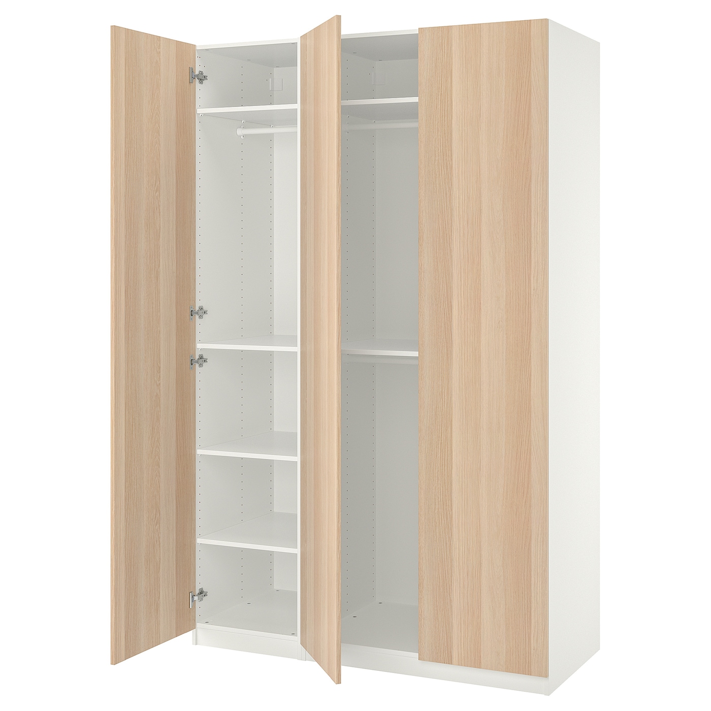 IKEA PAX / FORSAND kombinacja szafy, biały/imitacja dębu bejcowanego na biało, 150x60x236 cm