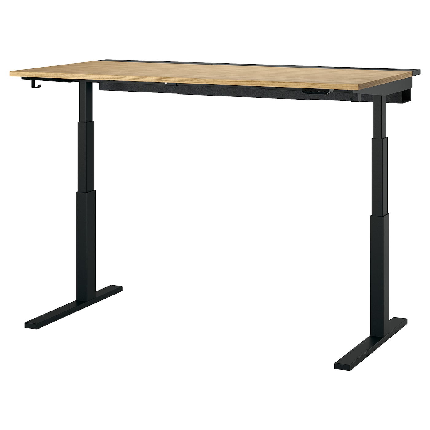 IKEA MITTZON biurko z regulacją wysokości, elektryczny okl dęb/czarny, 160x80 cm