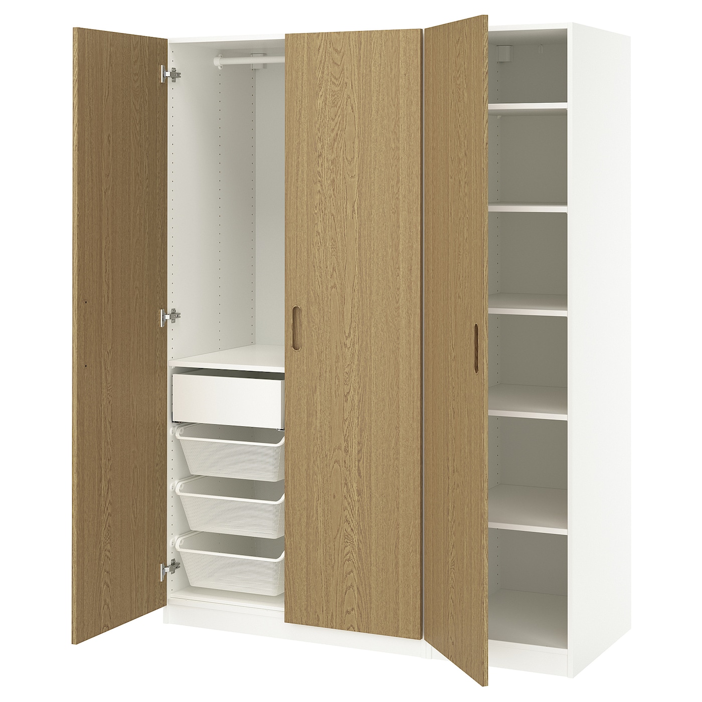 IKEA PAX / TONSTAD kombinacja szafy, biały/okl dęb, 150x60x201 cm