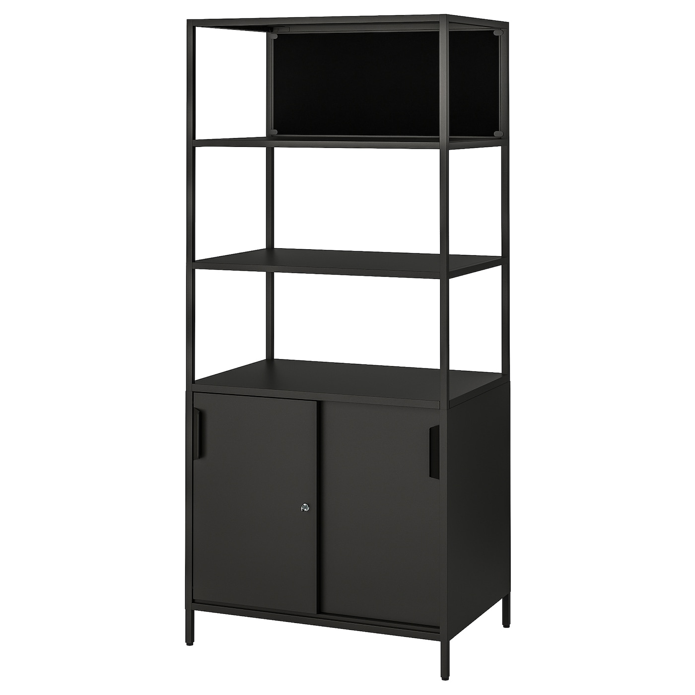 IKEA TROTTEN szafka z drzwiami przesuw/tablica, antracyt, 80x180 cm