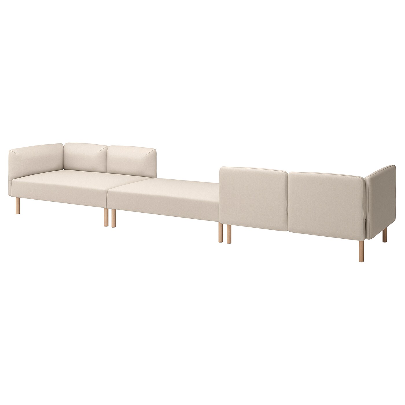 IKEA LILLEHEM 6-osobowa sofa modułowa, Vissle/beżowy drewno, Szerokość: 440 cm